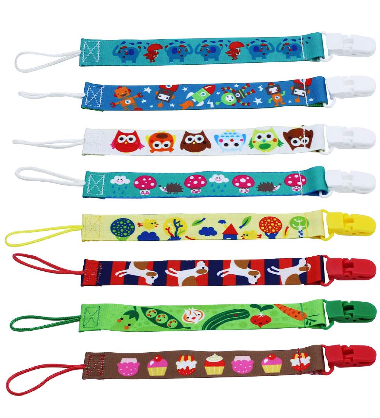 Uberming 8-Piece Fabric Pacifier Chains Set - Colorful Clips for Newborns | Unisex & Versatile Nipple Chains for Baby Girls & Boys - Buy Online on GoSupps.com