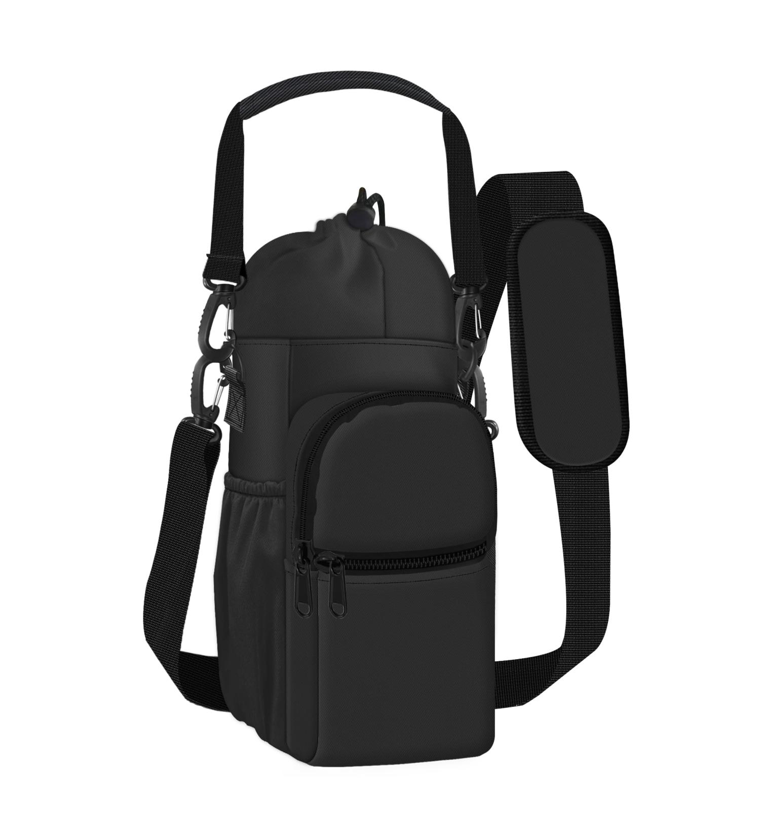 Turmaster Water Bottle Holder with Belt - Insulated Carrier Bag with 4 Pockets for Sports Hiking & Camping - Black Sling Sleeve - Buy Online on GoSupps.com