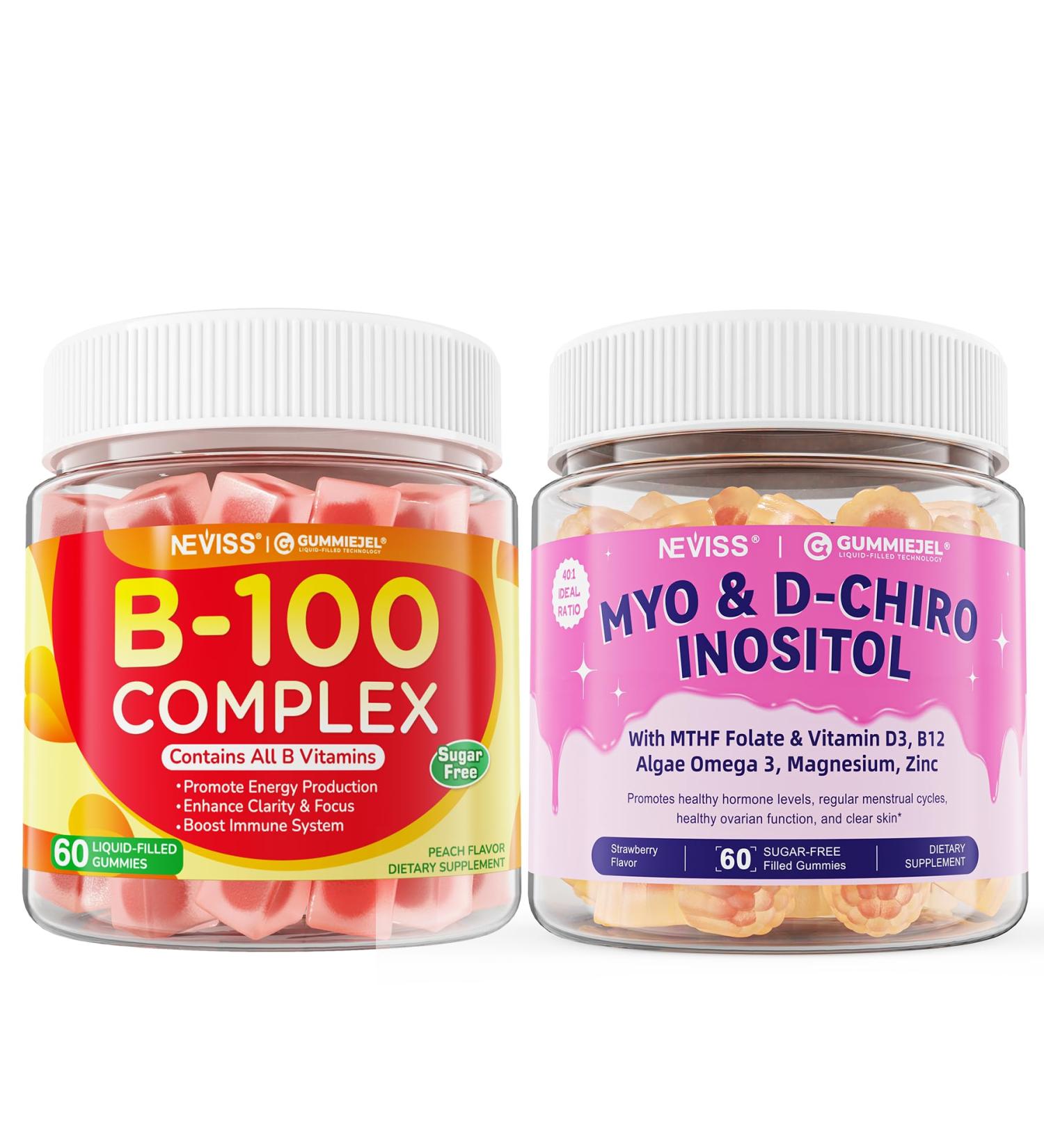 NEVISS Super Vitamin B Complex Gummies + Myo-Inositol & D-Chiro Inositol Gummies - Buy Online on GoSupps.com