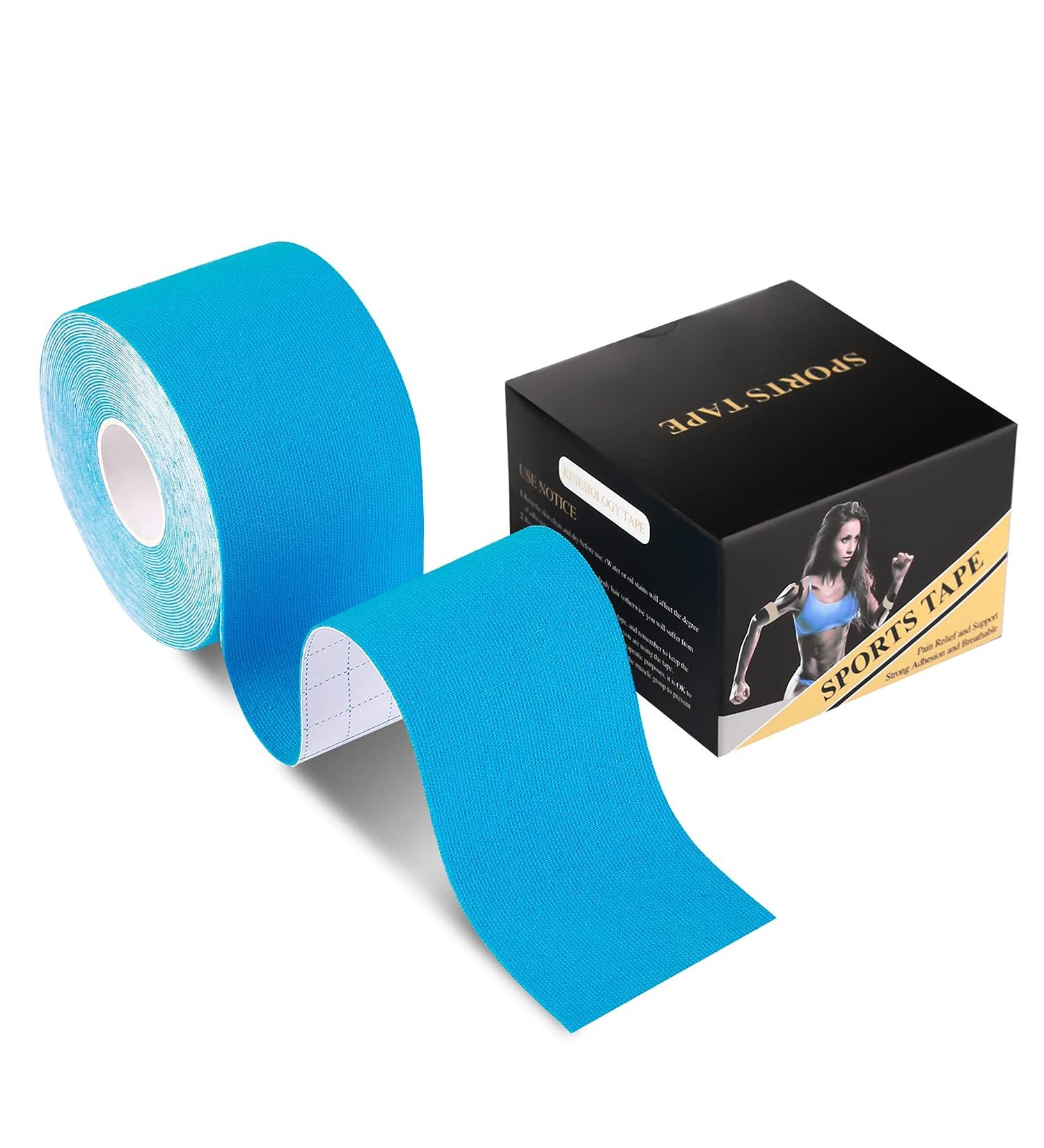 Deilin Kinesiology Tape 19.7ft Roll - Elastic Therapeutic Sports Tape for Knee, Shoulder, Elbow - Waterproof, Breathable, Latex Free - Blue - Buy Online on GoSupps.com