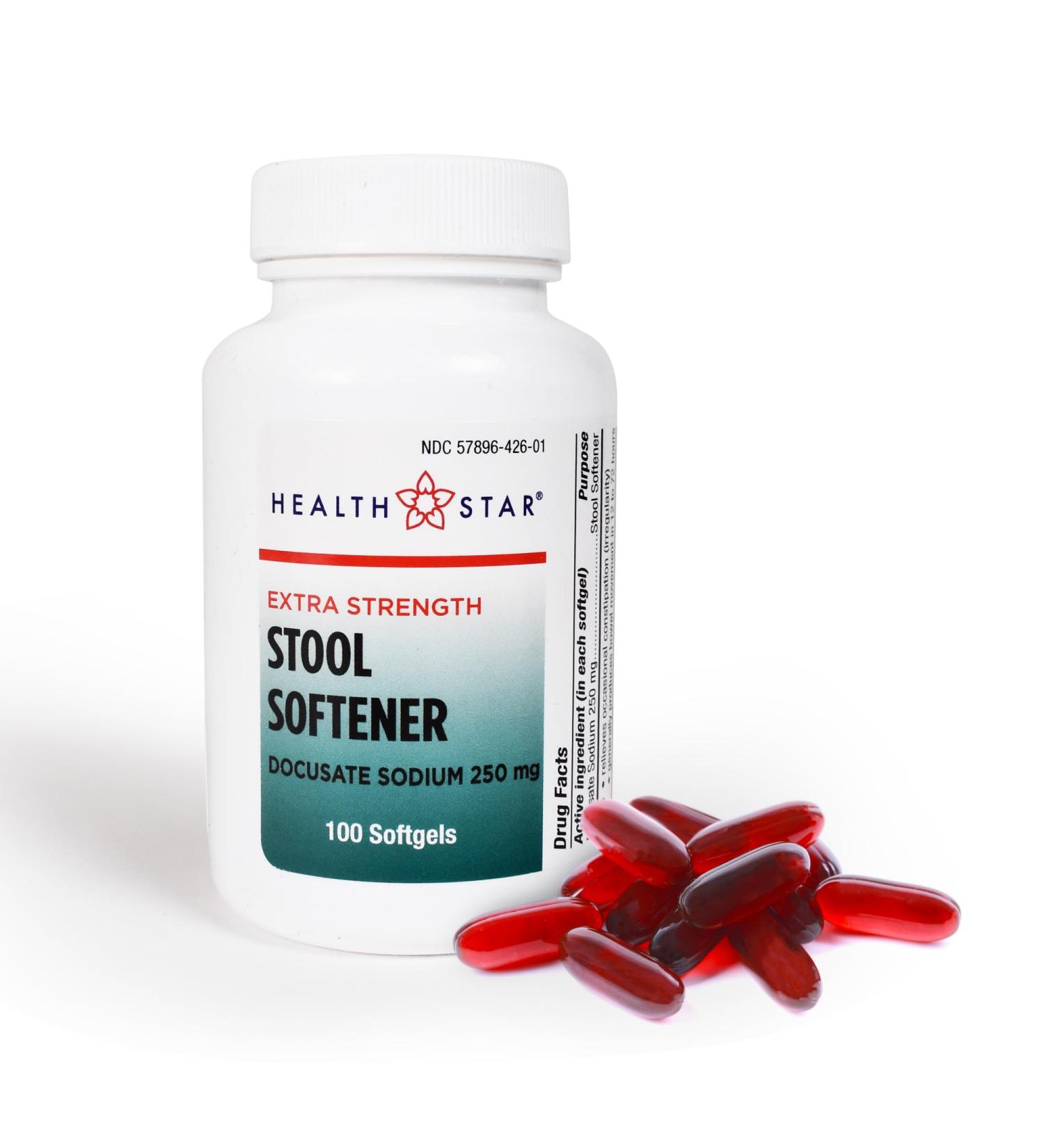 Health Star Extra-Strength Stool Softener Docusate Sodium 250mg Softgels (100 Count) Stimulant Laxative for Constipation & Irregularity| Gentle Constipation Relief Stool Softeners for Women & Men - Buy Online on GoSupps.com