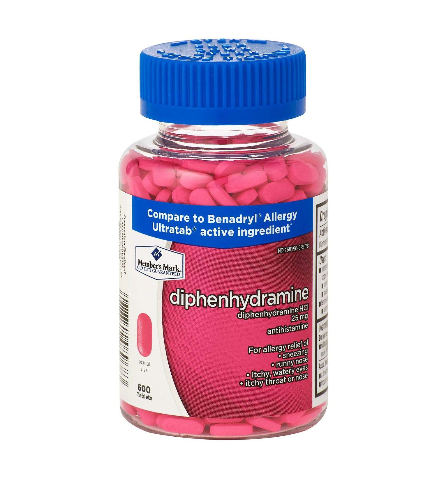 Member's Mark 25mg Diphenhydramine Allergy (600 ct.)