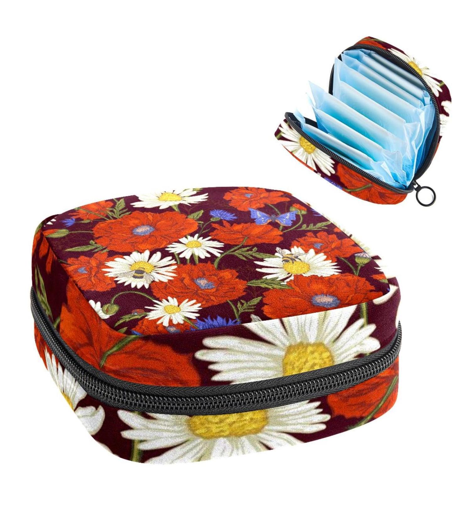 Poppies Daisies Bee and Butterflies Menstrual Cup Pouch - Portable Period Bag for Women and Girls - Buy Online on GoSupps.com