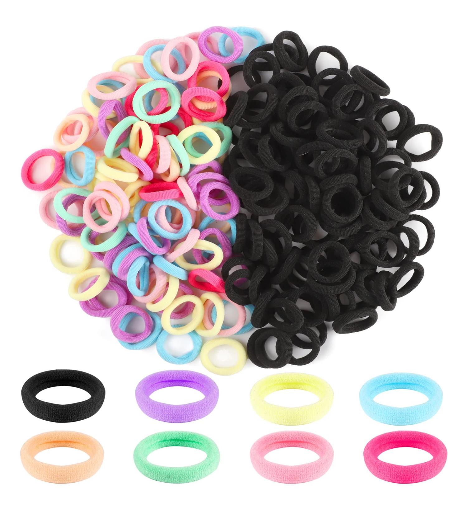 200 Pcs Mini Seamless Baby Hair Bands - Candy Color Cotton Hair Ties for Girls, Infants, Toddlers - 2cm Diameter - Buy Online on GoSupps.com