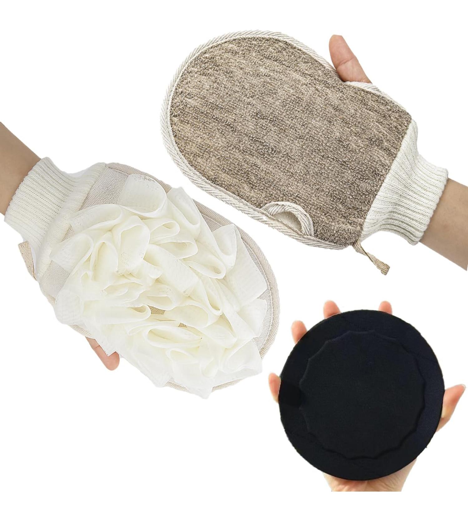 Loofah Sponge & Exfoliating Mitt Set - 2pc Deep Exfoliating Glove for Men & Women | Shower Scrubber & Dead Skin Remover - Buy Online on GoSupps.com