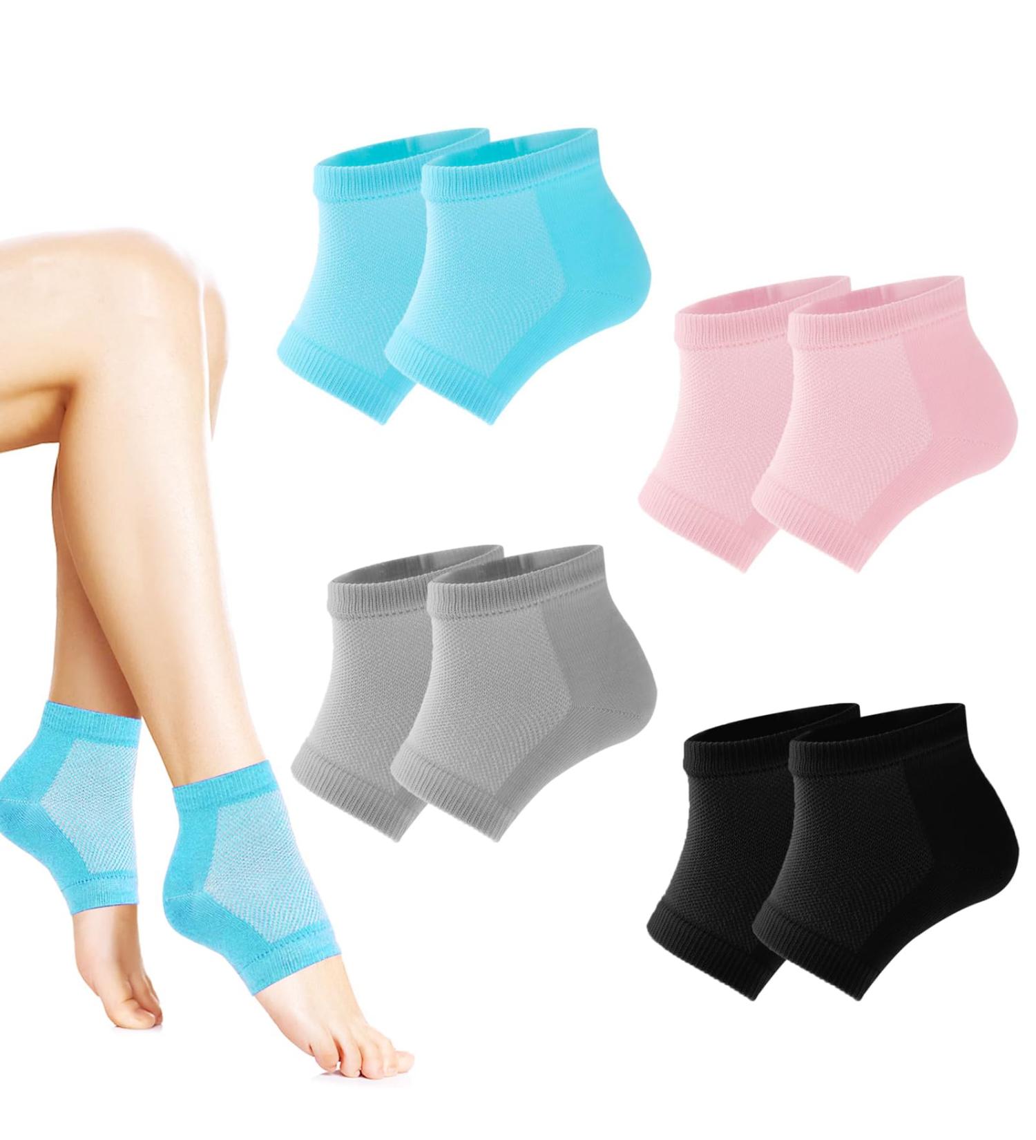 4 Pairs Moisturizing-Cracked-Ventilate Moisturizing Gel Heel Socks - Open Toe Design for Cracked Heel Repair and Foot Care Treatment Overnight - Soft Cotton Silicone Blend Multicolor - Buy Online on GoSupps.com