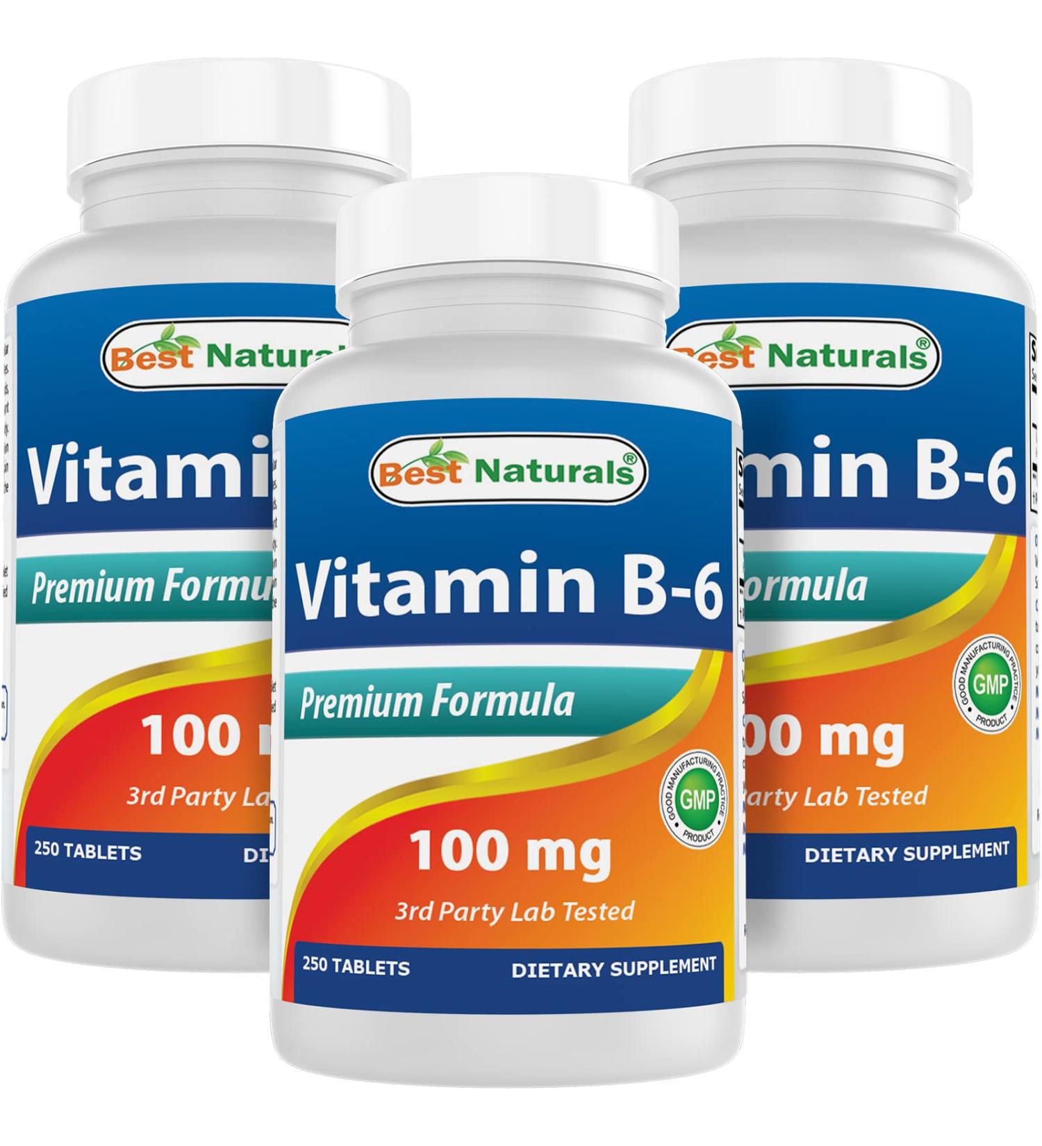 Best Naturals Vitamin B-6 100 mg 250 Tablets (Pack of 3) - Buy Online on GoSupps.com