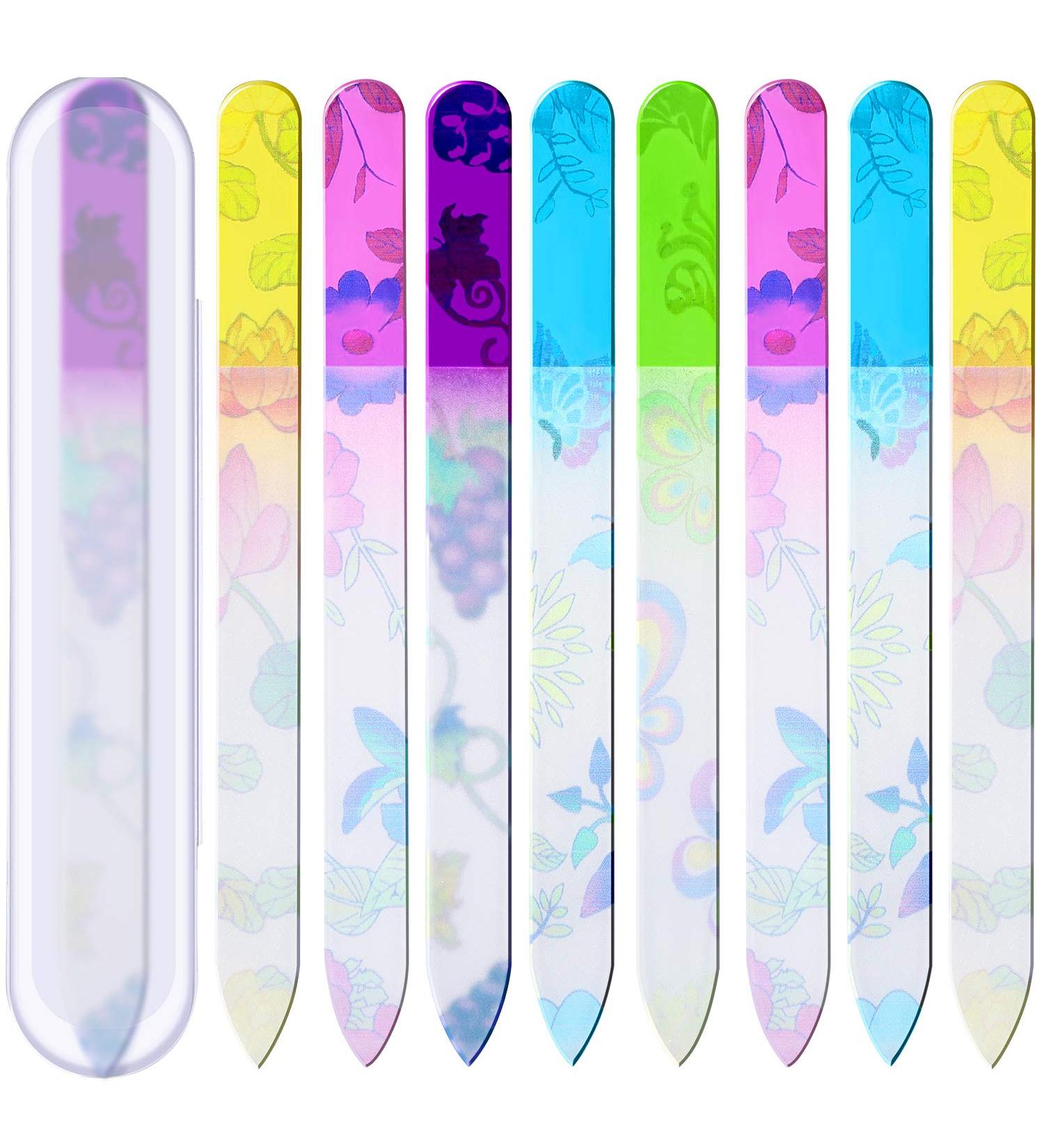 8 Pack Colorful Pattern Printed Glass Nail Files with Travel Cases - Professional Manicure Supplies - Buy Online on GoSupps.com