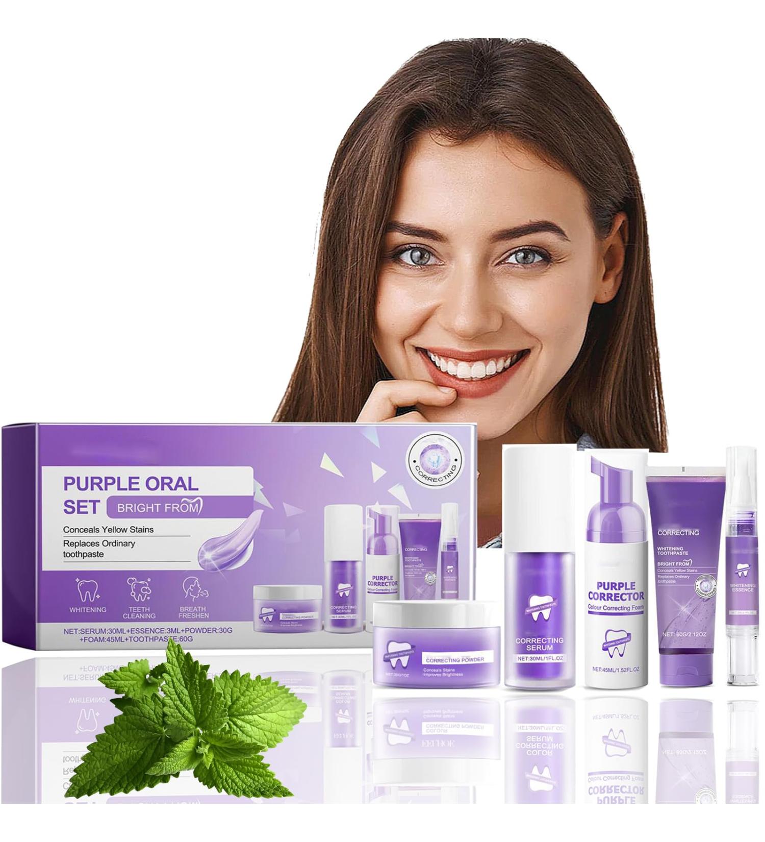 Teeth Whitening Set Teeth Whitening Powder 5-piece set for teeth whitening Include serum 30ml Tooth powder 30g Essence 3ml Foam 45ml Toothpaste 60g For Tooth Stain Removal - Buy Online on GoSupps.com