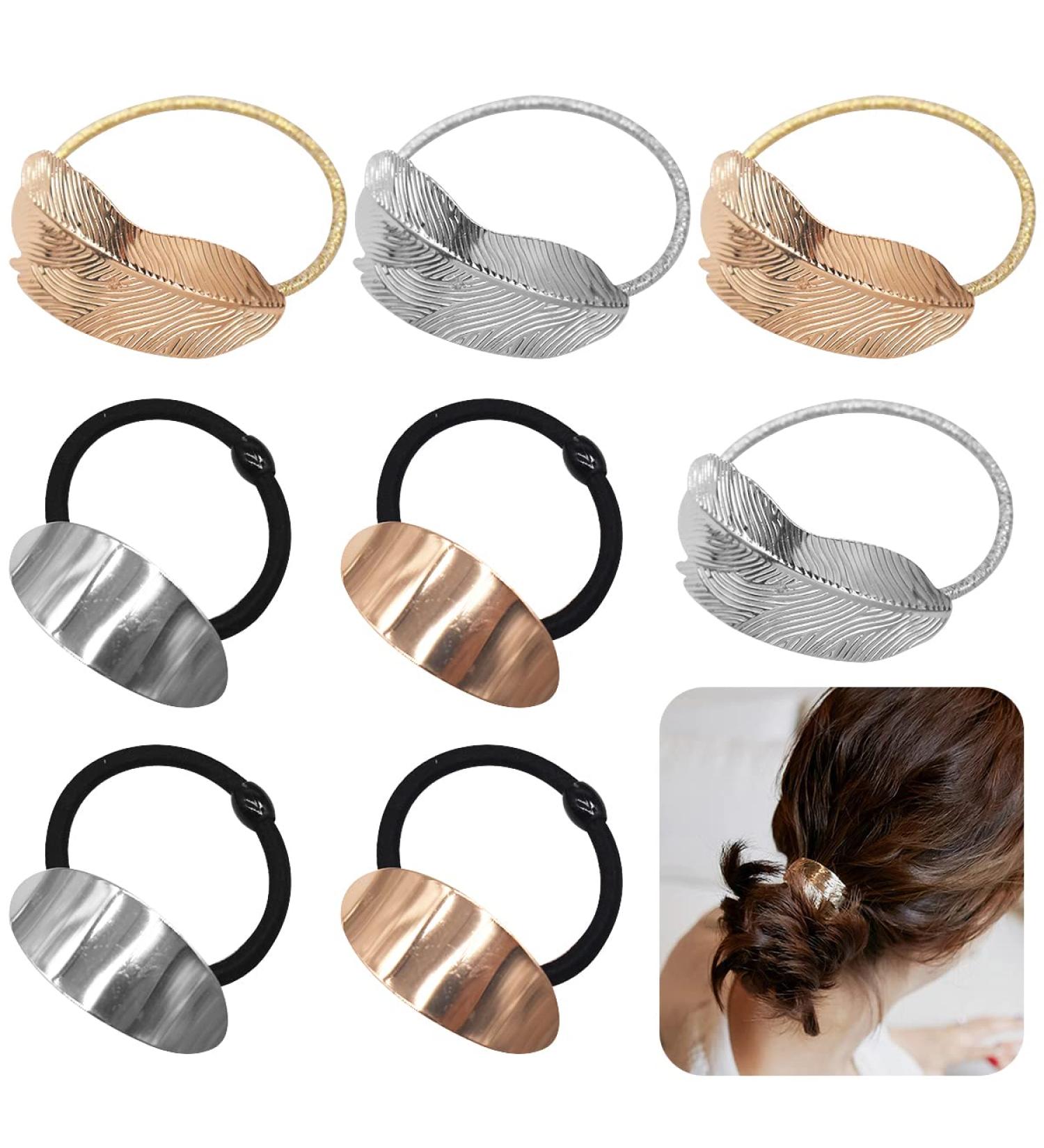 Premium 8-Piece Metal Hair Cuff Set - Stylish Ponytail Holders & Elastic Hair Ties for Women & Girls | Perfect Gift Accessories - Buy Online on GoSupps.com