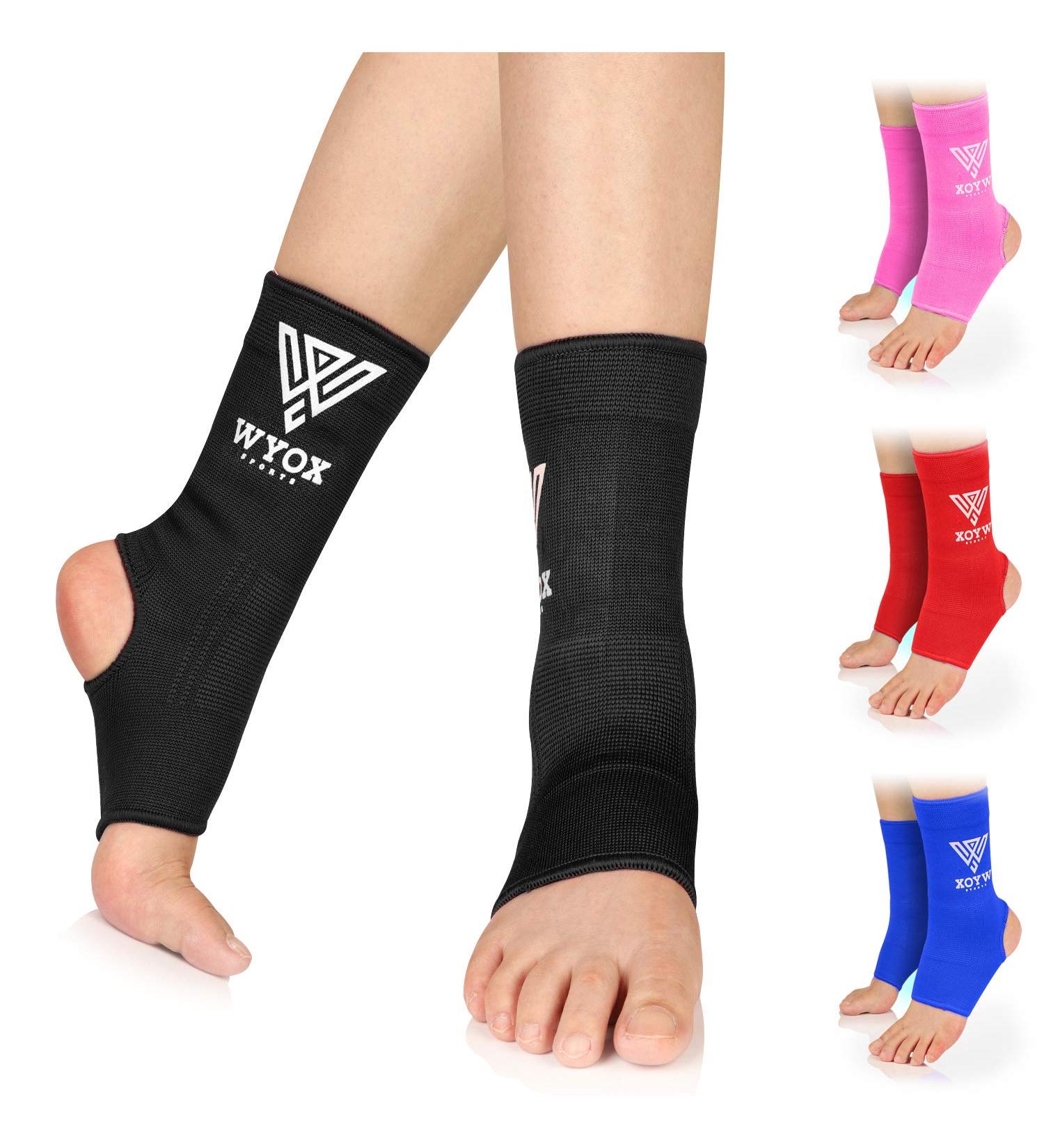 WYOX Ankle Wraps Support for Men and Women - Muay Thai, Kickboxing, and Gym Ankle Support (Pair) - Black, L/XL - Ideal for Women 7.0-10.5/Men 6.0-9.5 - Buy Online on GoSupps.com