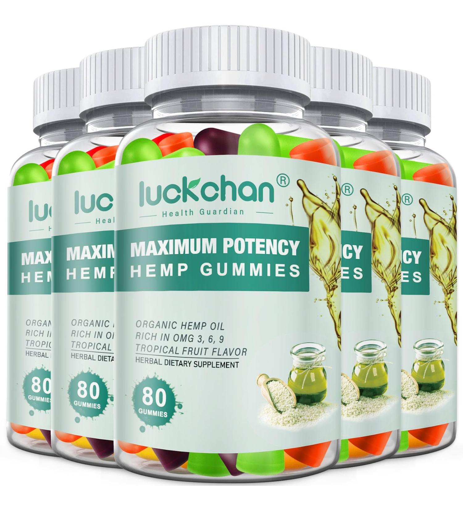 (5 Packs) Hemp Gummies High Potency - Pure Extra Strength Organic Hemp Oil Gummies - 100% Natural Bear Hemp Gummy for Adults - Buy Online on GoSupps.com