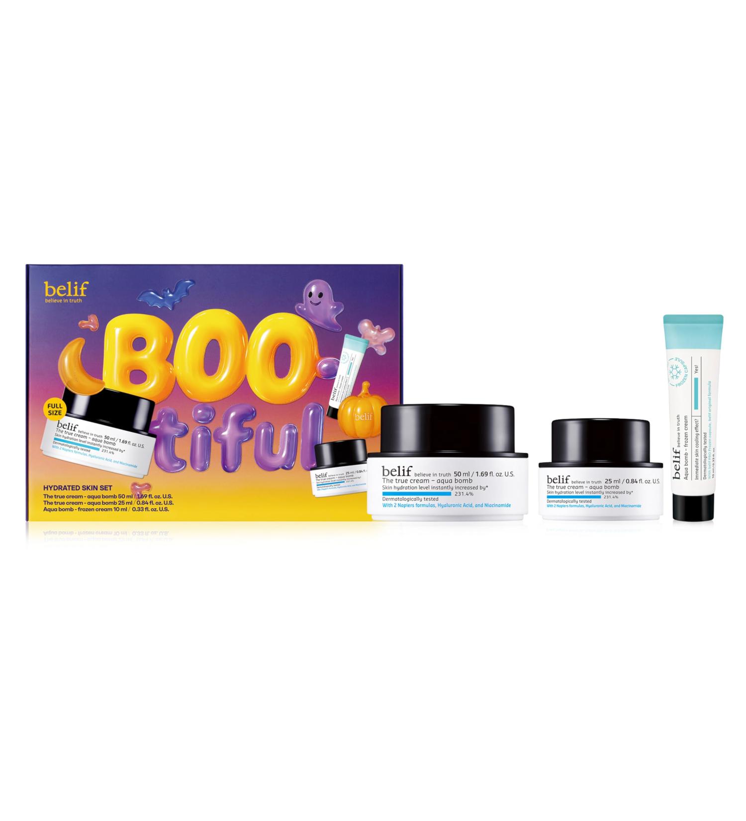 belif Aqua Bomb BOO-tiful Hydrated Skincare Set: Korean Skincare Set with Aqua Bomb Moisturizer Frozen Cream 2-Step Skincare for All Skin Types - Buy Online on GoSupps.com