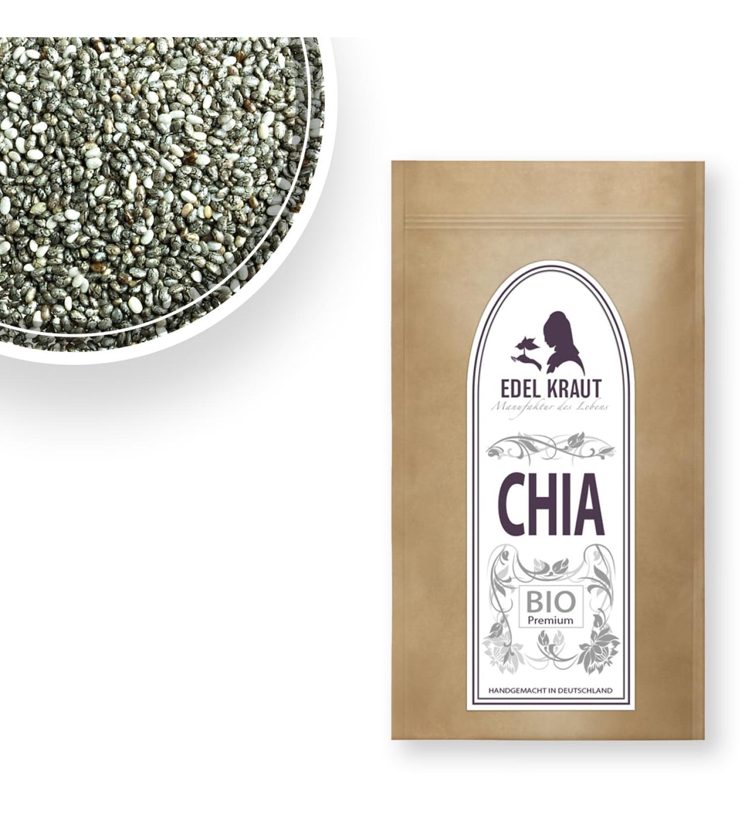Chia Seeds Bio 1kg | 100% Organic Pure Chia Seeds - Noble Herb - No Additives - International Shipping Available - Buy Online on GoSupps.com