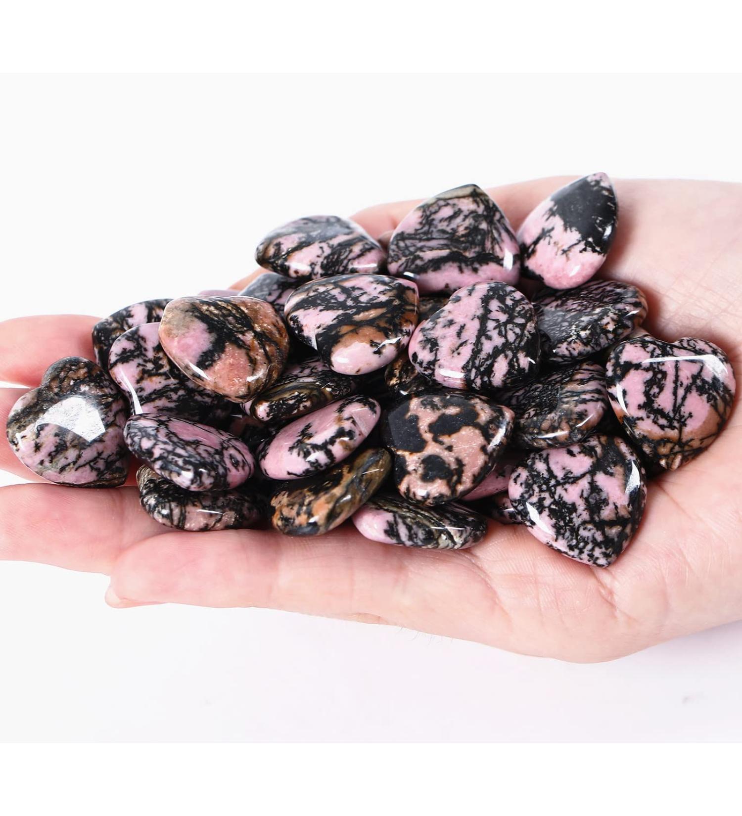XIANNVXI 20 Pcs Blackline Redstone Crystal Heart Stones - Natural Healing Gemstones for Meditation and Energy Balancing - Reiki Crystal Gifts - Buy Online on GoSupps.com