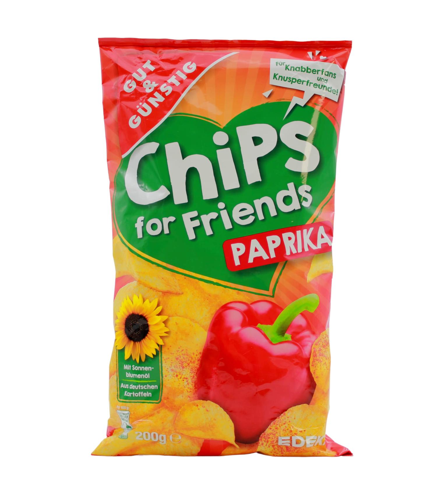  Gut & G nstig Gut & G nstig Chips for Friends Paprika Chips 200g Pack of 10 - Buy Online on GoSupps.com