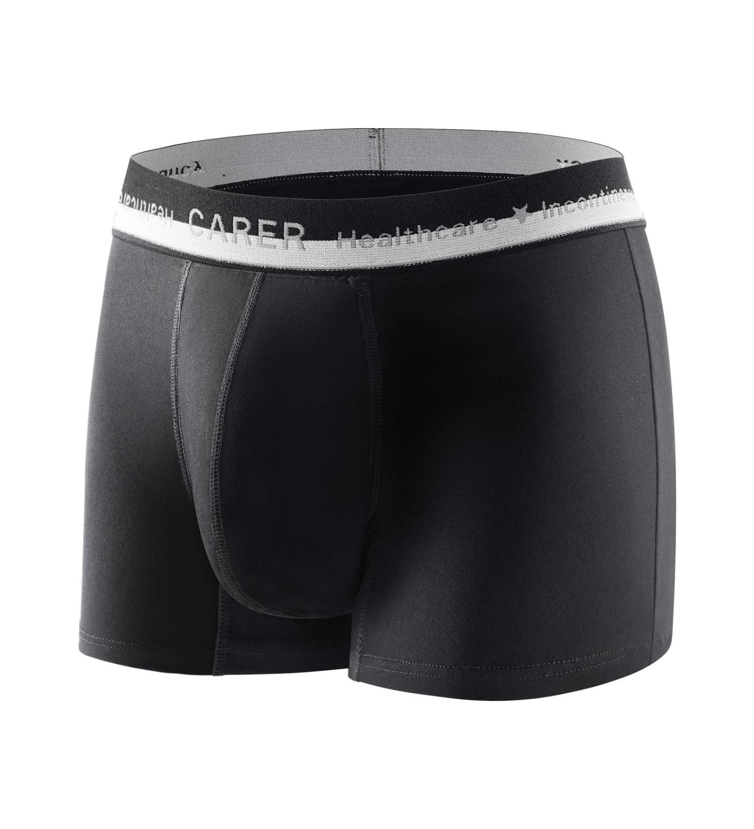 Buy Men's Incontinence Pants - Comfortable Washable Boxers with 80ml Absorption - Size L in Black - Buy Online on GoSupps.com