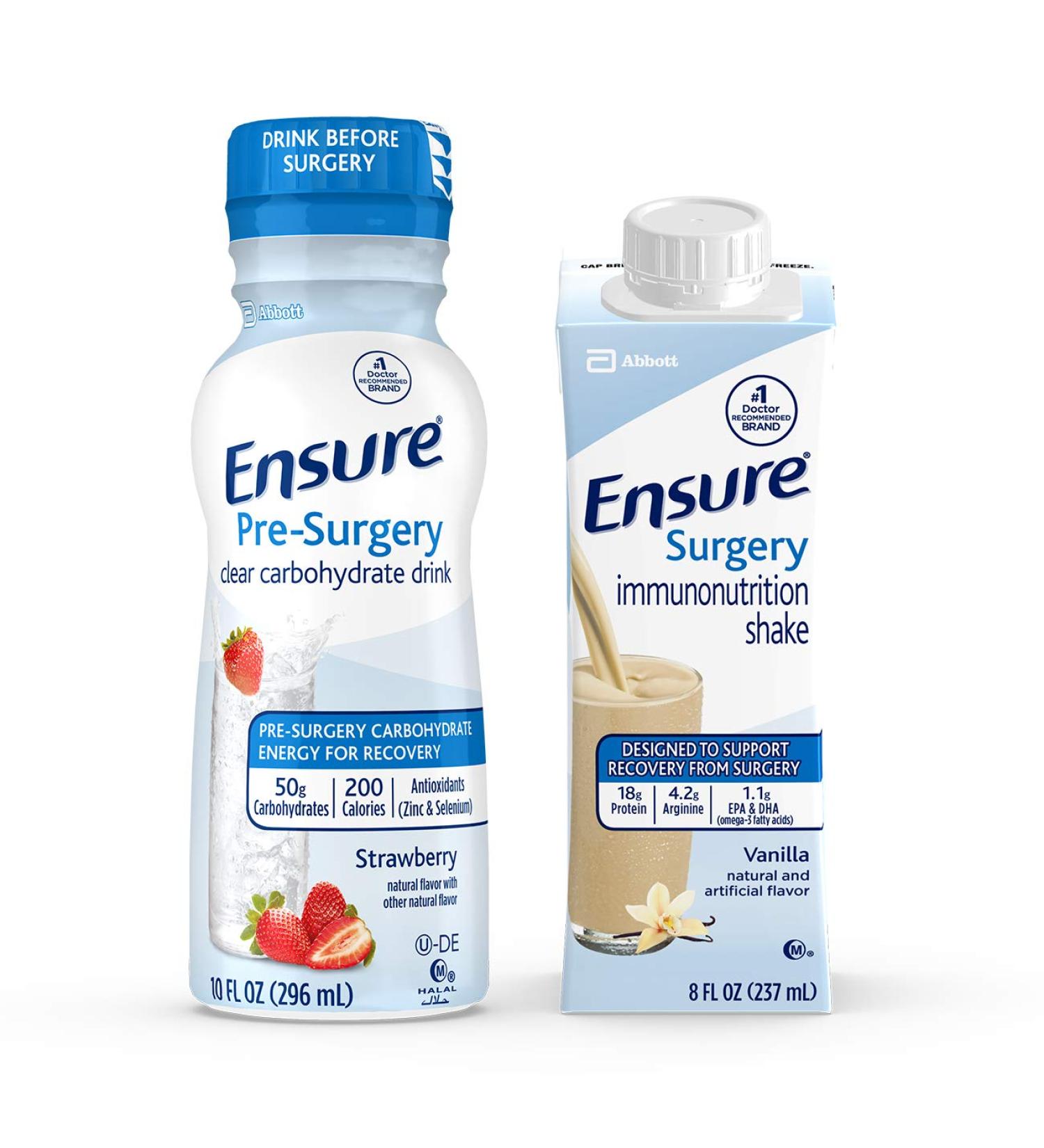 Ensure Surgery Perioperative Bundle: 3 Clear Carbohydrate Drinks & 20 Immunonutrition Shakes - Buy Online on GoSupps.com
