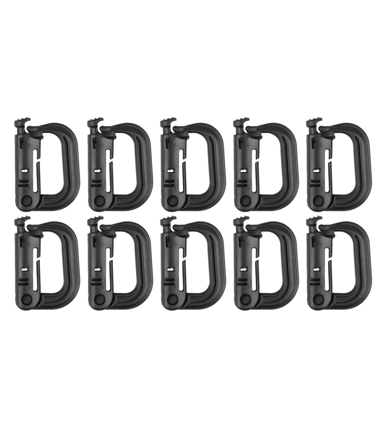 XTACER Tactical Multipurpose Small D-Ring Locking Hanging Hook - Set of 10 Black | Keychain Snap Button Release for Molle Webbing - Buy Online on GoSupps.com