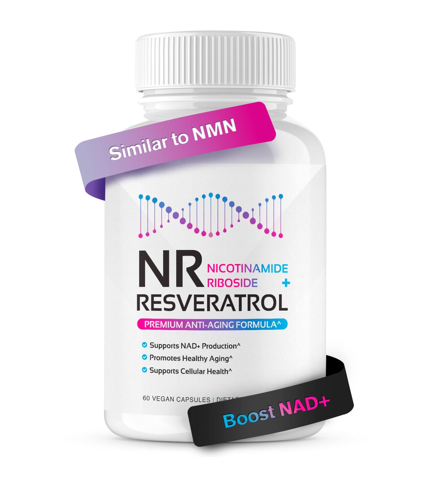NR + Resveratrol Supplement - Increase NAD, DNA & Cellular Health, Longevity, Vitality. 5-in-1 Anti Aging Formula w/ Nicotinamide Riboside, Trans Resveratrol, Vitamin C, Grape Seed, Pine Bark Original - Buy Online on GoSupps.com