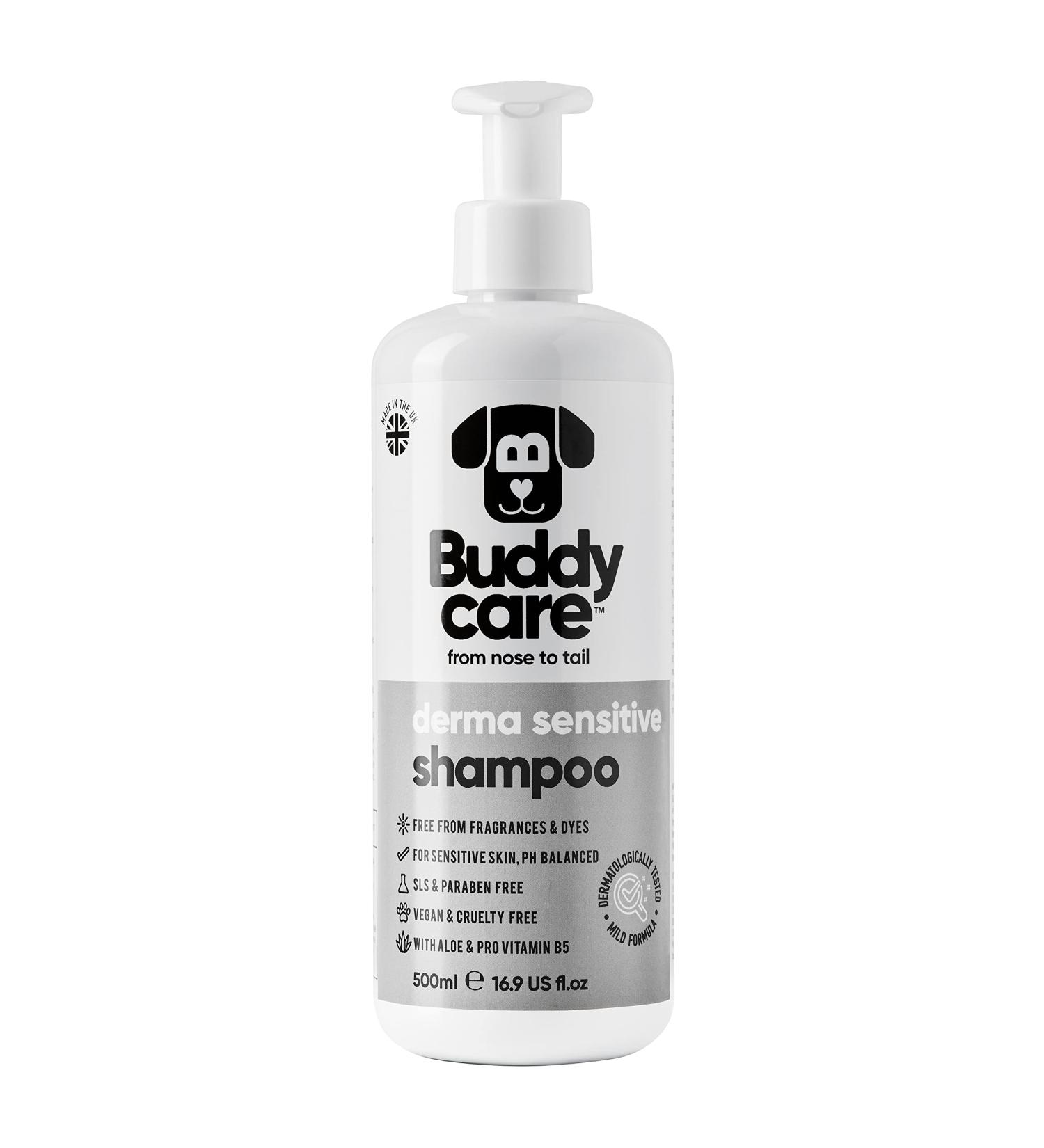 BuddyCare Derma Sensitive Dog Shampoo - Aloe Vera & Pro-Vitamin B5 for Sensitive Skin | 500ml - Buy Online on GoSupps.com