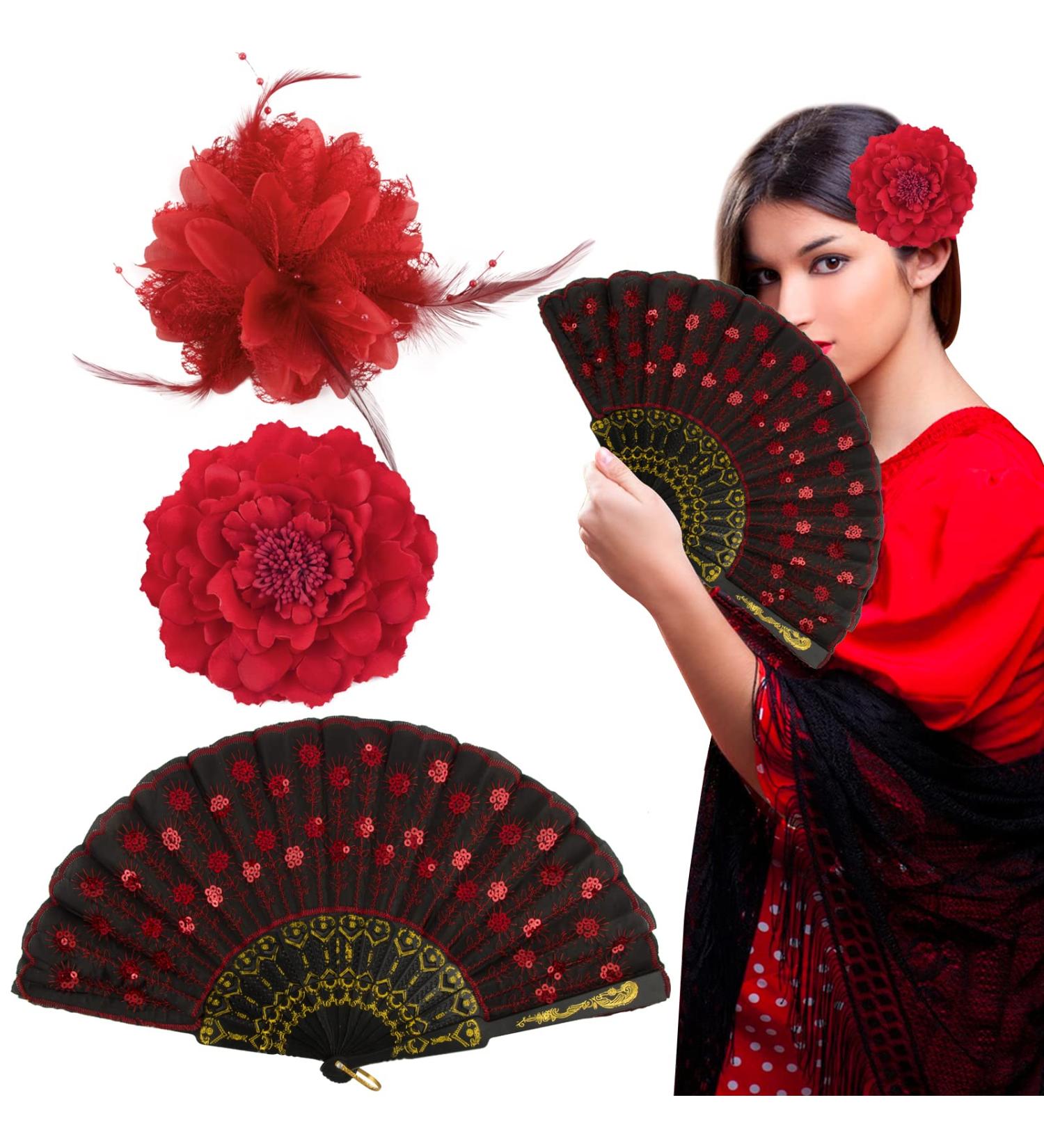 Bofunx Hairdress Flowers | Hair Camp Brosche Wrist Flower & Palm for Weddings Flamenco Dancing & Carnival | Mottoparty Style - Buy Online on GoSupps.com