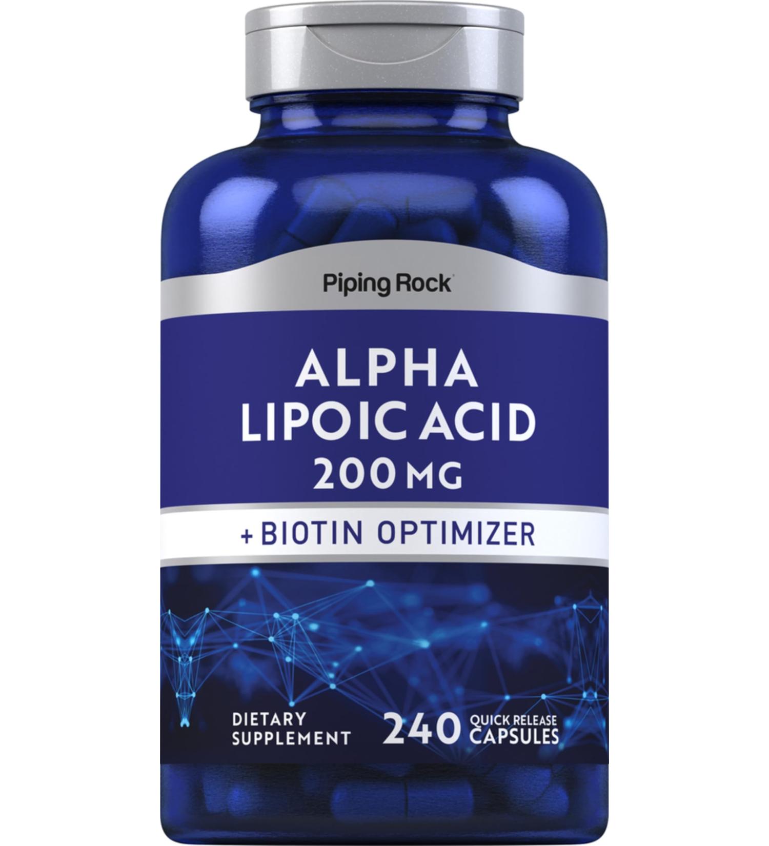 Piping Rock Alpha Lipoic Acid 200mg | 240 Capsules | Plus Biotin | Non-GMO Gluten Free Supplement - Buy Online on GoSupps.com