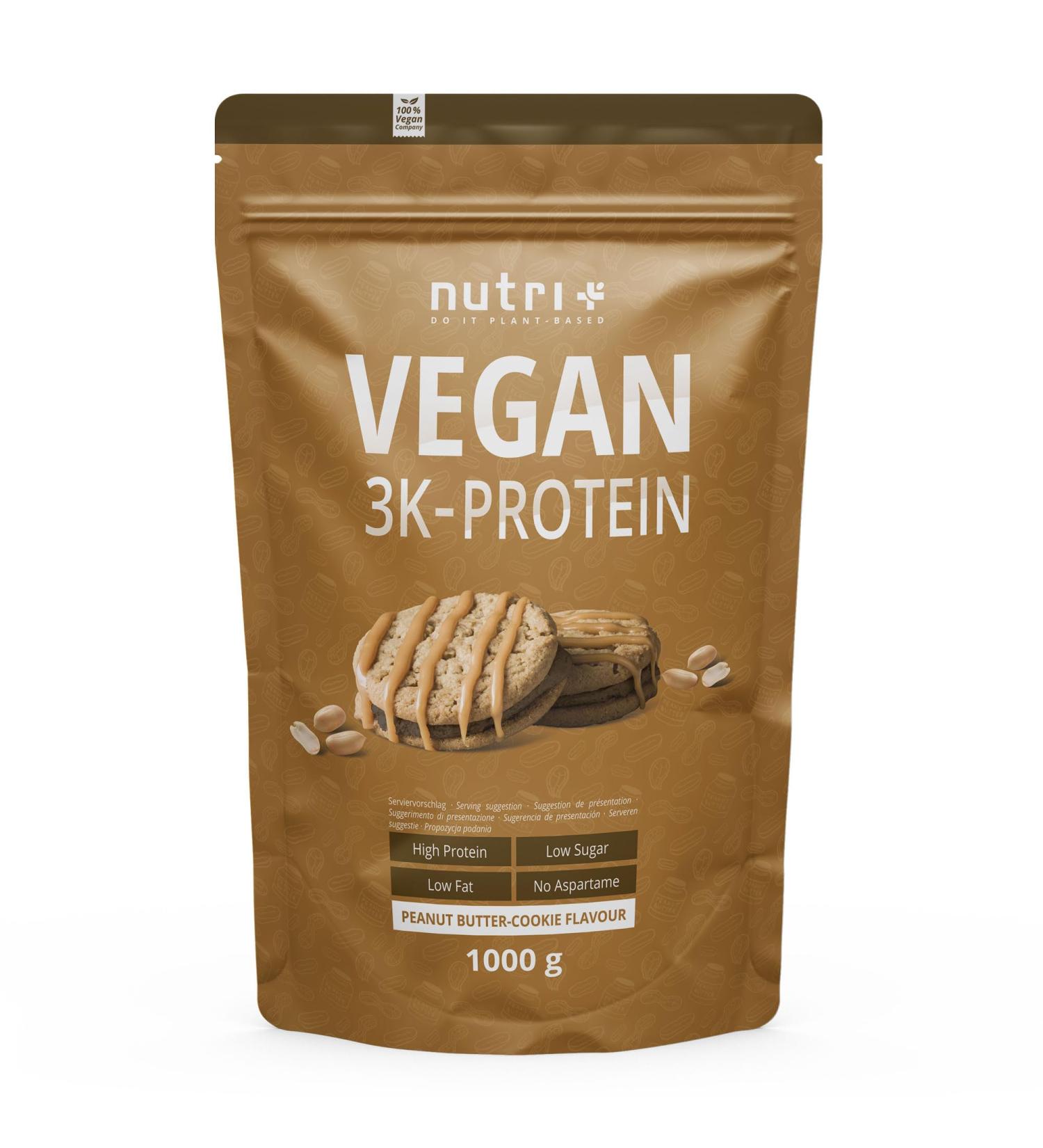 Vegan Protein Powder Butter Cookie 1kg - 79.1% Protein - Dairy-Free & Lactose-Free - Nutri+ Peanut Butter Cookie Flavor - Buy Online on GoSupps.com