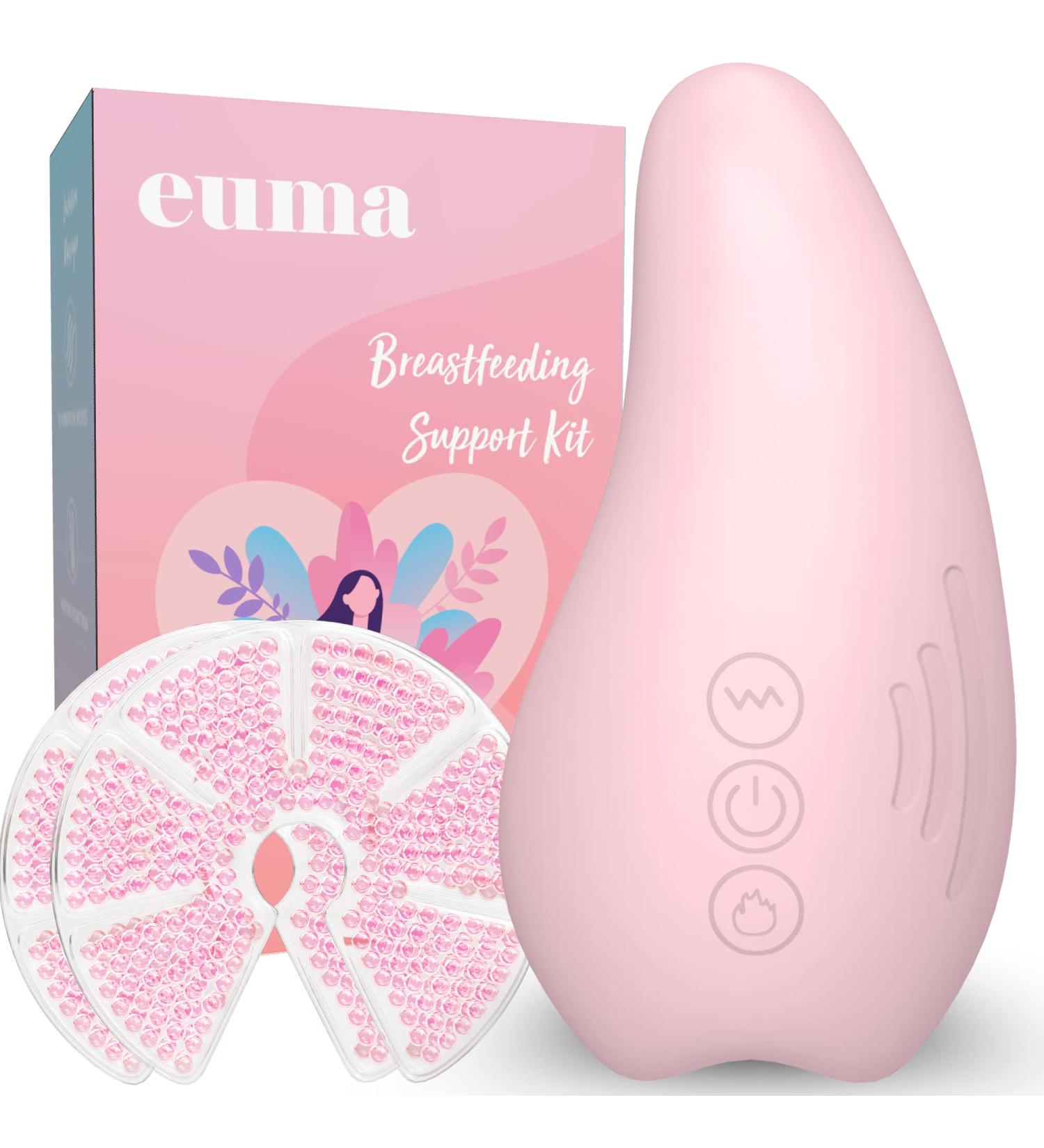 Breast Massager for New Moms - Vibrating Lactation Massager with Heat & Therapy Pads for Clogged Duct Relief Mastitis & Engorgement - Essential Breastfeeding Tool in Pink - Buy Online on GoSupps.com