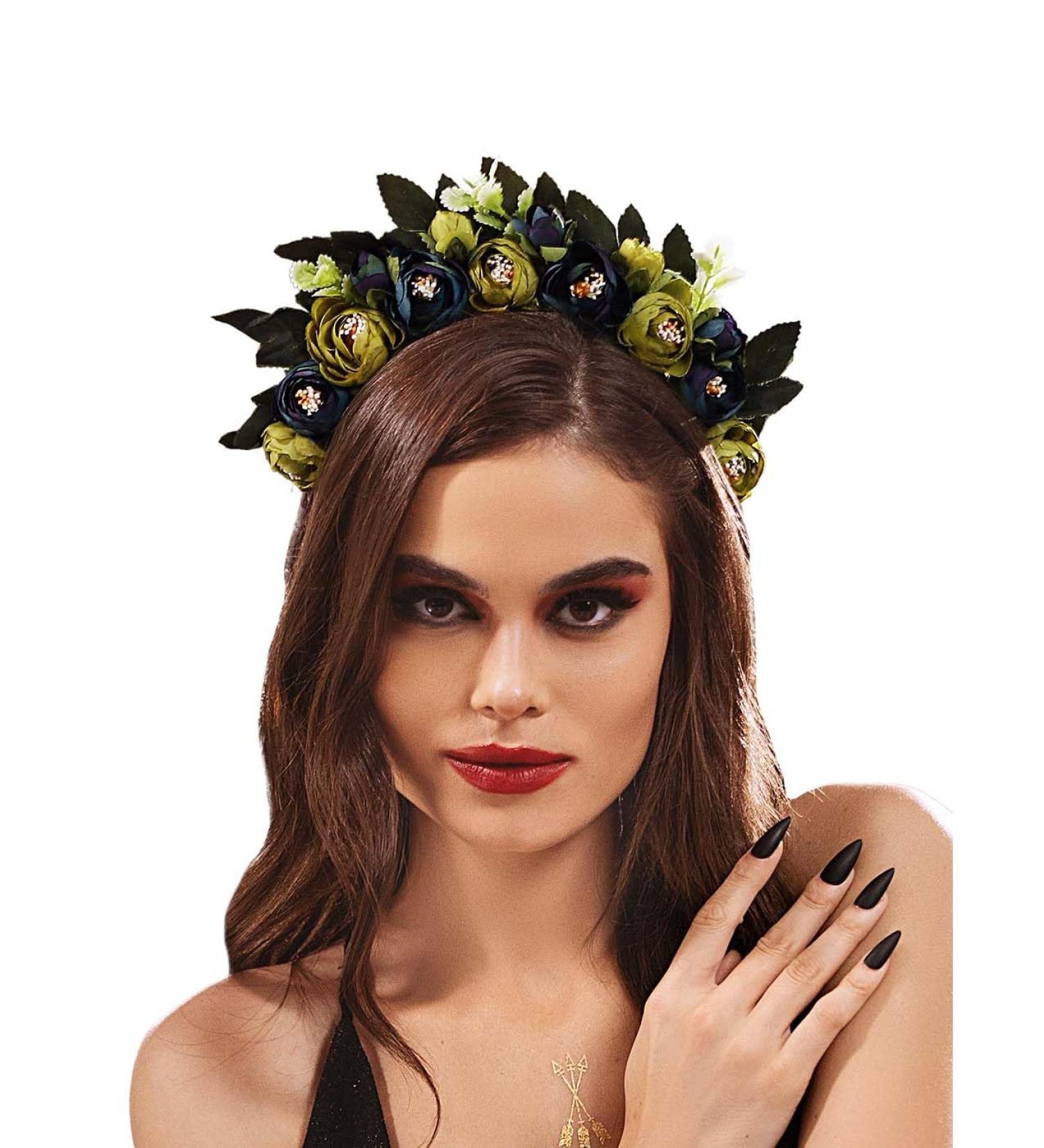 IYOU Flower Headband Floral Dark Blue Headpiece Festival Halloween Hair Accessories for Women and Girls - Buy Online on GoSupps.com