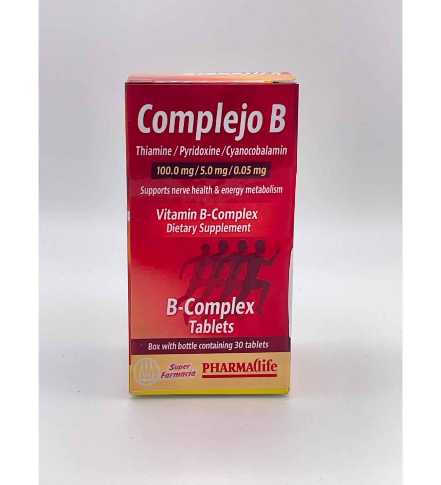 Complejo B (B-Complex) Red Box Vitamin B1 B6 B12 Tablets Dietary Supplement 30 Tablets 1 Month Supply - Buy Online on GoSupps.com