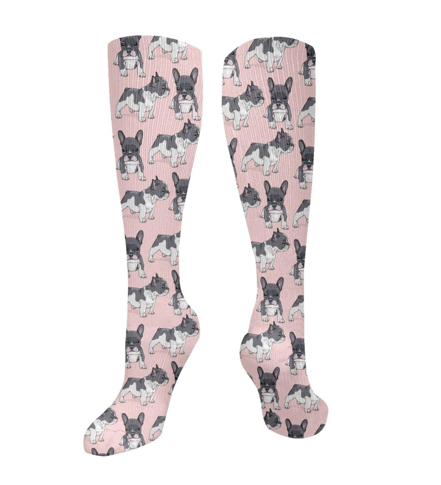 Shop French Bulldog Puppy Compression Socks for Men & Women - 15-20 mmHg Circulation Support for Running & Cycling - Buy Online on GoSupps.com