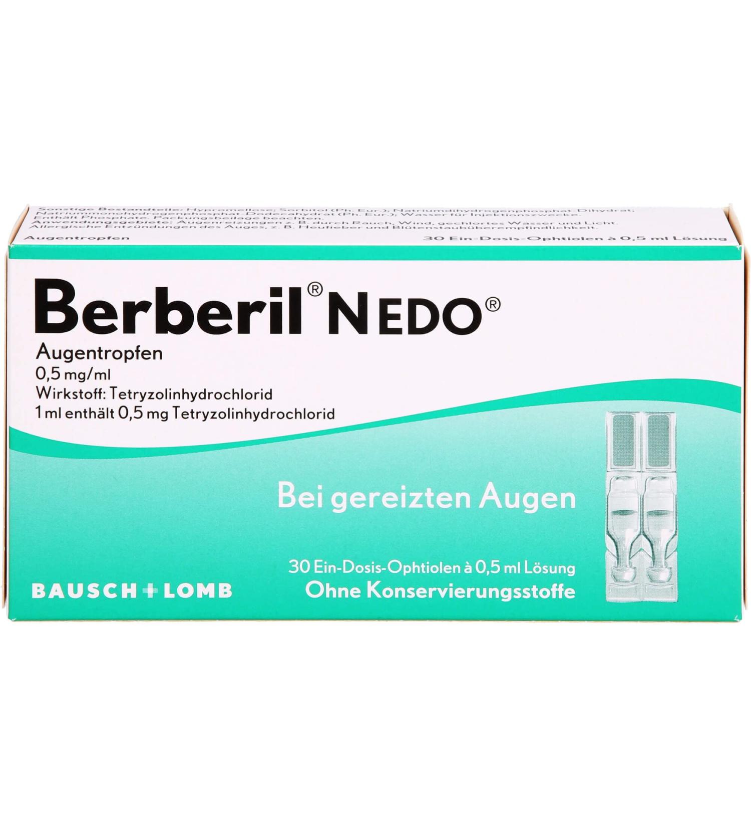 Buy Berberil N EDO Eye Drops for Irritated Eyes - 30 Single Dose Pipettes | Fast International Shipping - Buy Online on GoSupps.com