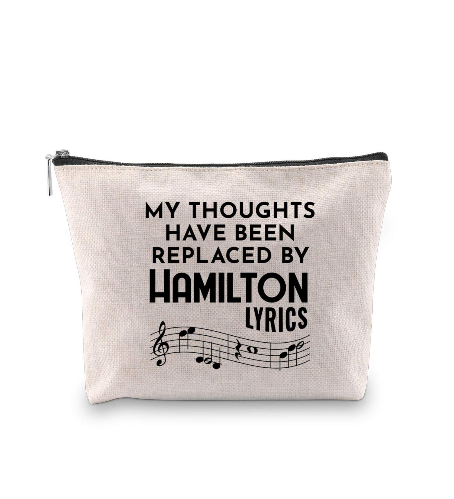 Hamilton Cosmetic Bag with Music - My Thoughts Have Been Replaced Lyrics - Talk Less Smile More Design - EU Shipping Available - Buy Online on GoSupps.com