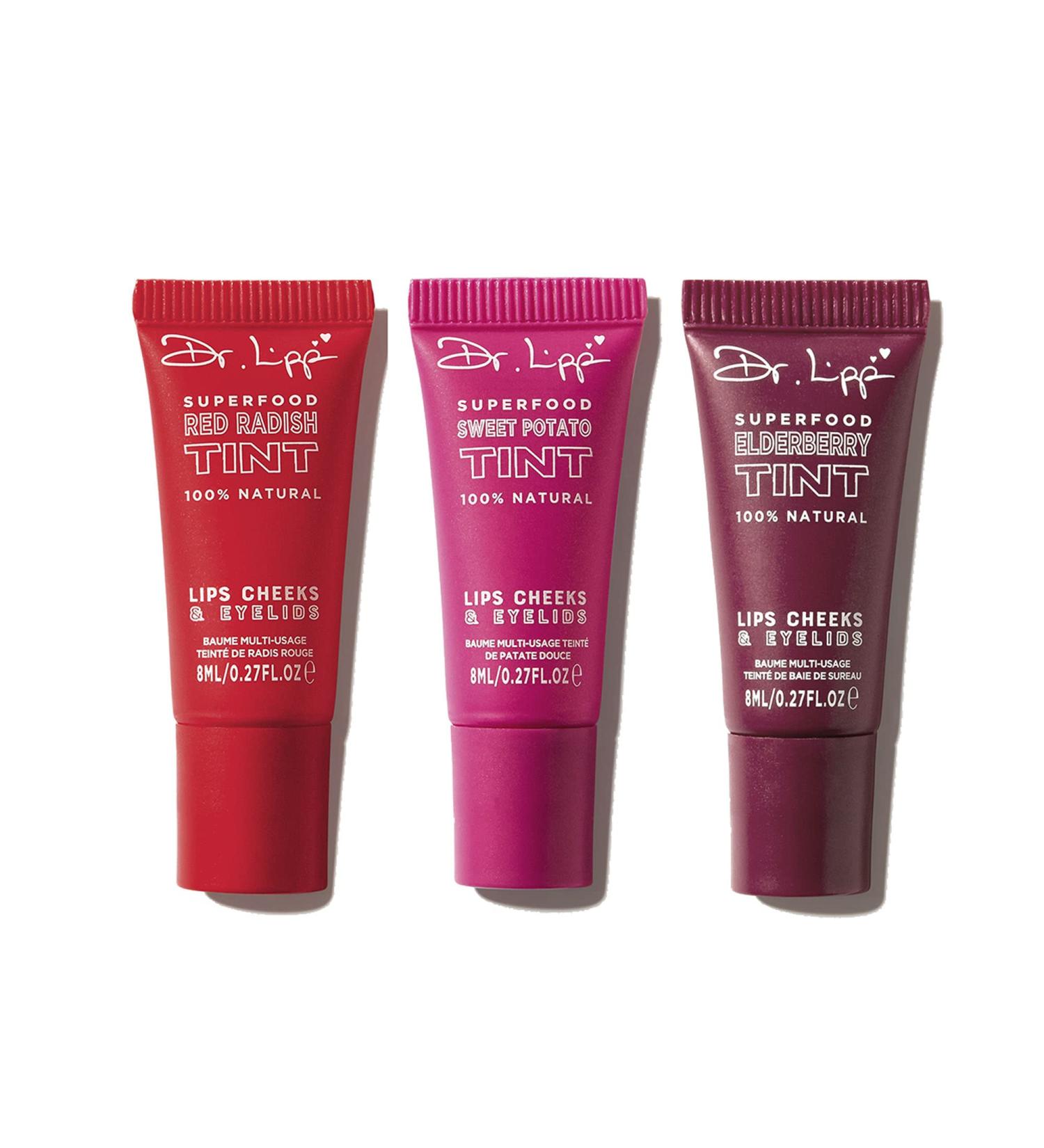 Dr.Lipp Superfood Tint 4-In-ONE Lip Gloss Tint Cheek Blush Eye Gloss 3-Pack 100% Natural 8ml - Buy Online on GoSupps.com