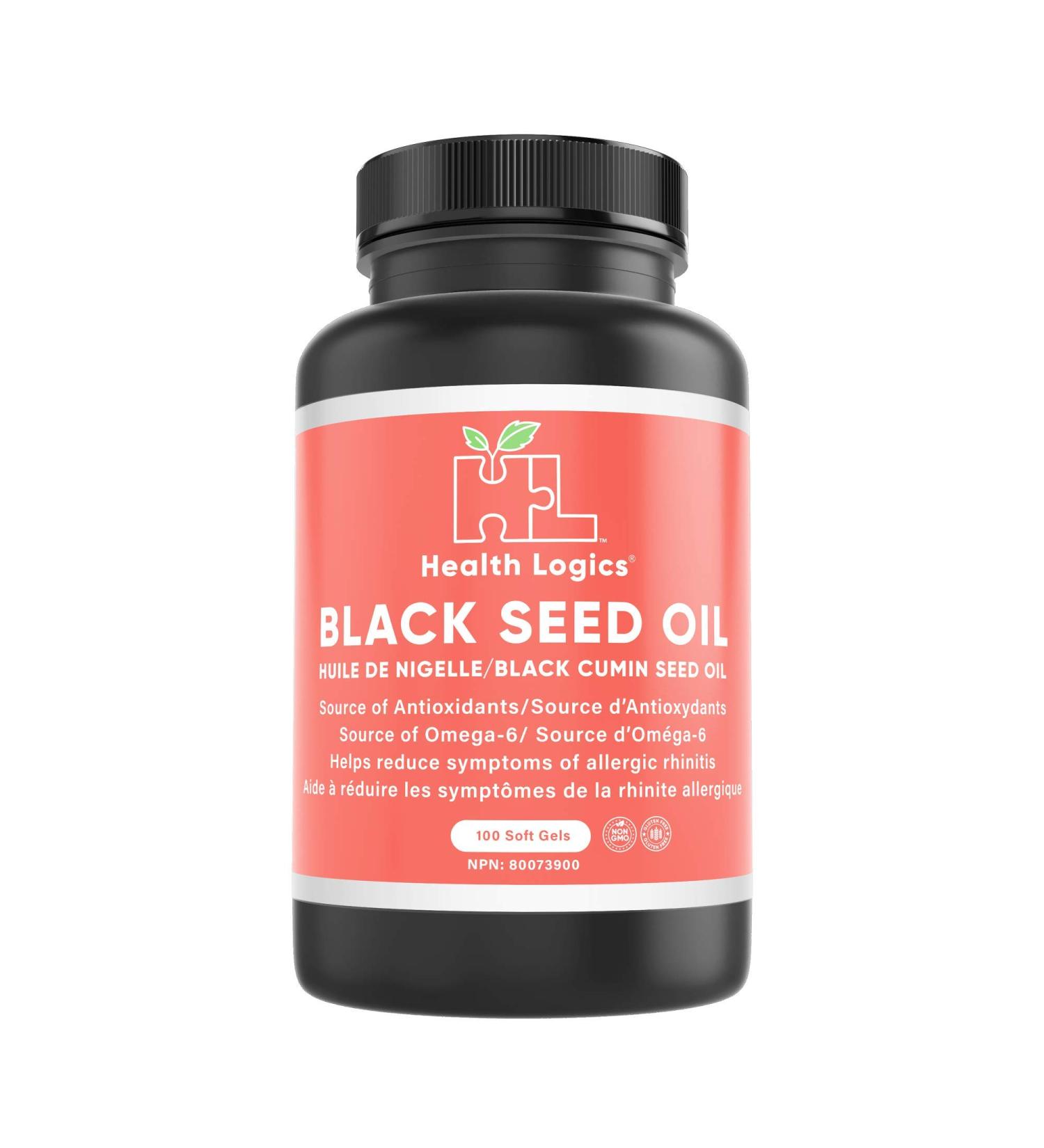 Health Logics - 100 Black Seed Oil Soft Gels - Cold Pressed for Max Potency - 100% Natural - GMO and Gluten Free - Buy Online on GoSupps.com