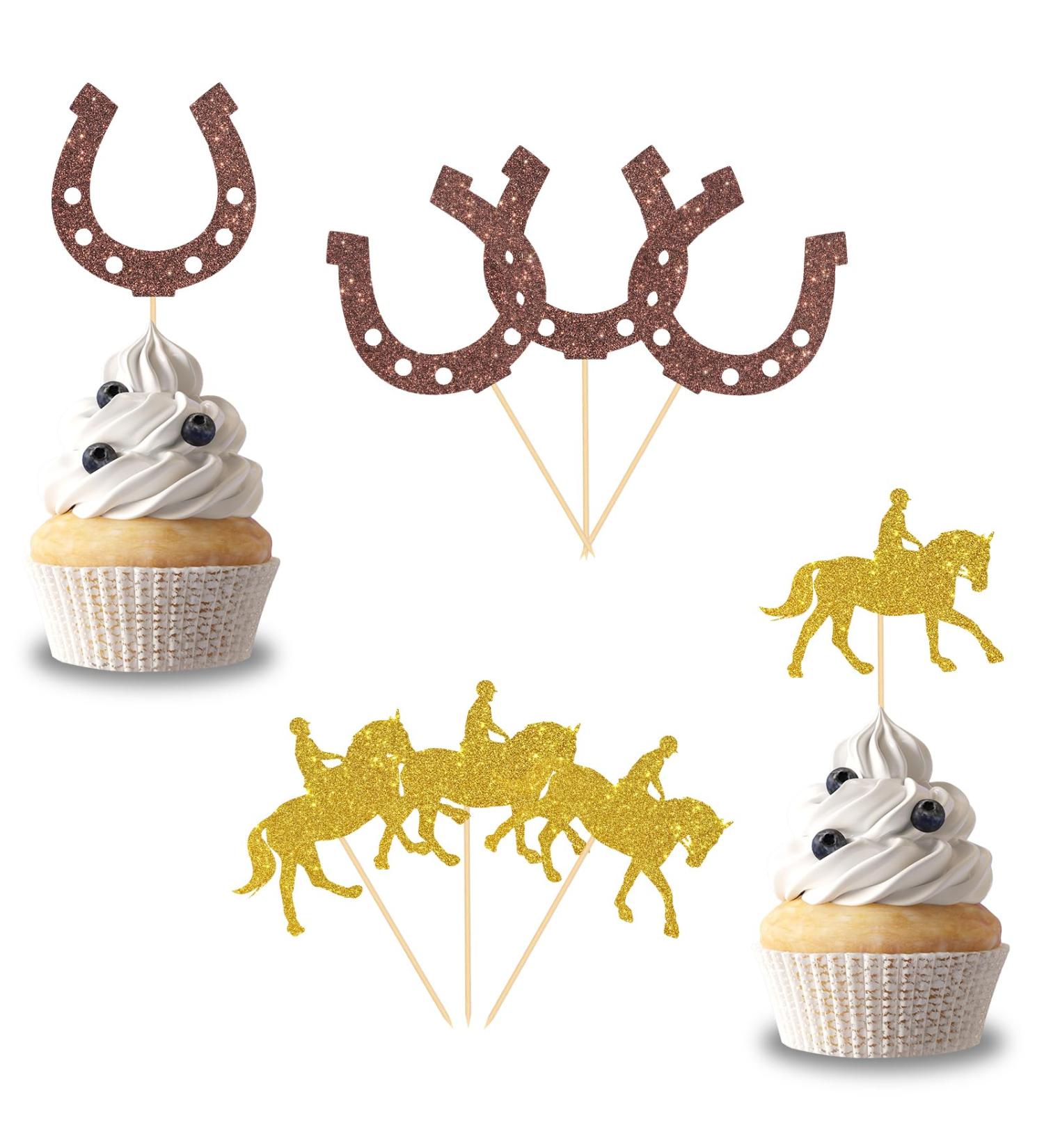 Helewilk 24 Pcs Cowboy and Horseshoe Cupcake Toppers Western Themed Baby Shower Birthday Party Dessert Cupcake Picks Wild West Party Decoration Supplies - Buy Online on GoSupps.com