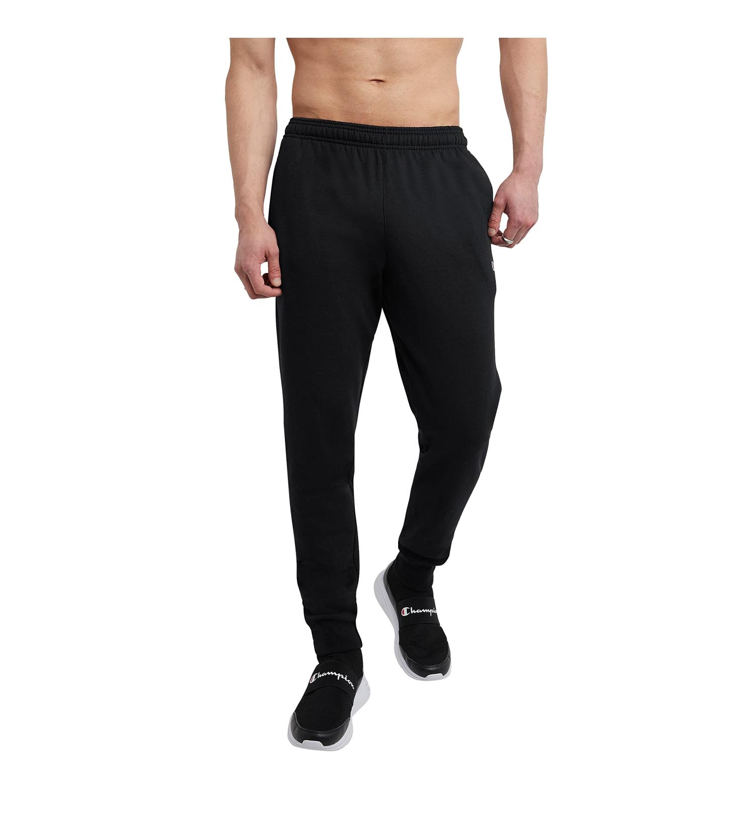Champion Powerblend Fleece Joggers Sweatpants for Men - Black C Patch Logo (Regular/Big & Tall) - Buy Online on GoSupps.com