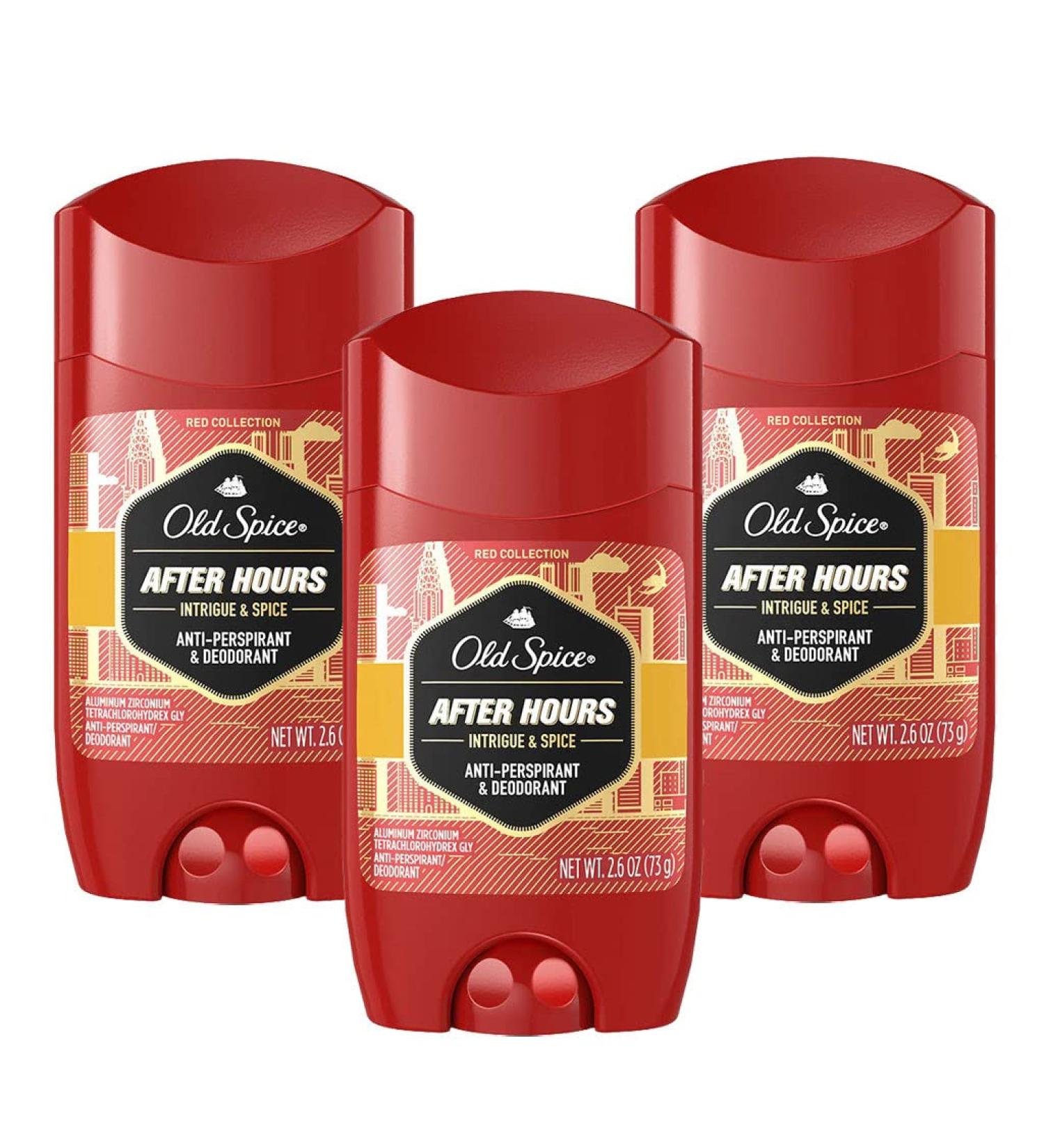 Old Spice Red Collection After Hours Scent Anti-Perspirant Deodorant for Men - Pack of 3 | 2.6 oz | International Shipping Available - Buy Online on GoSupps.com