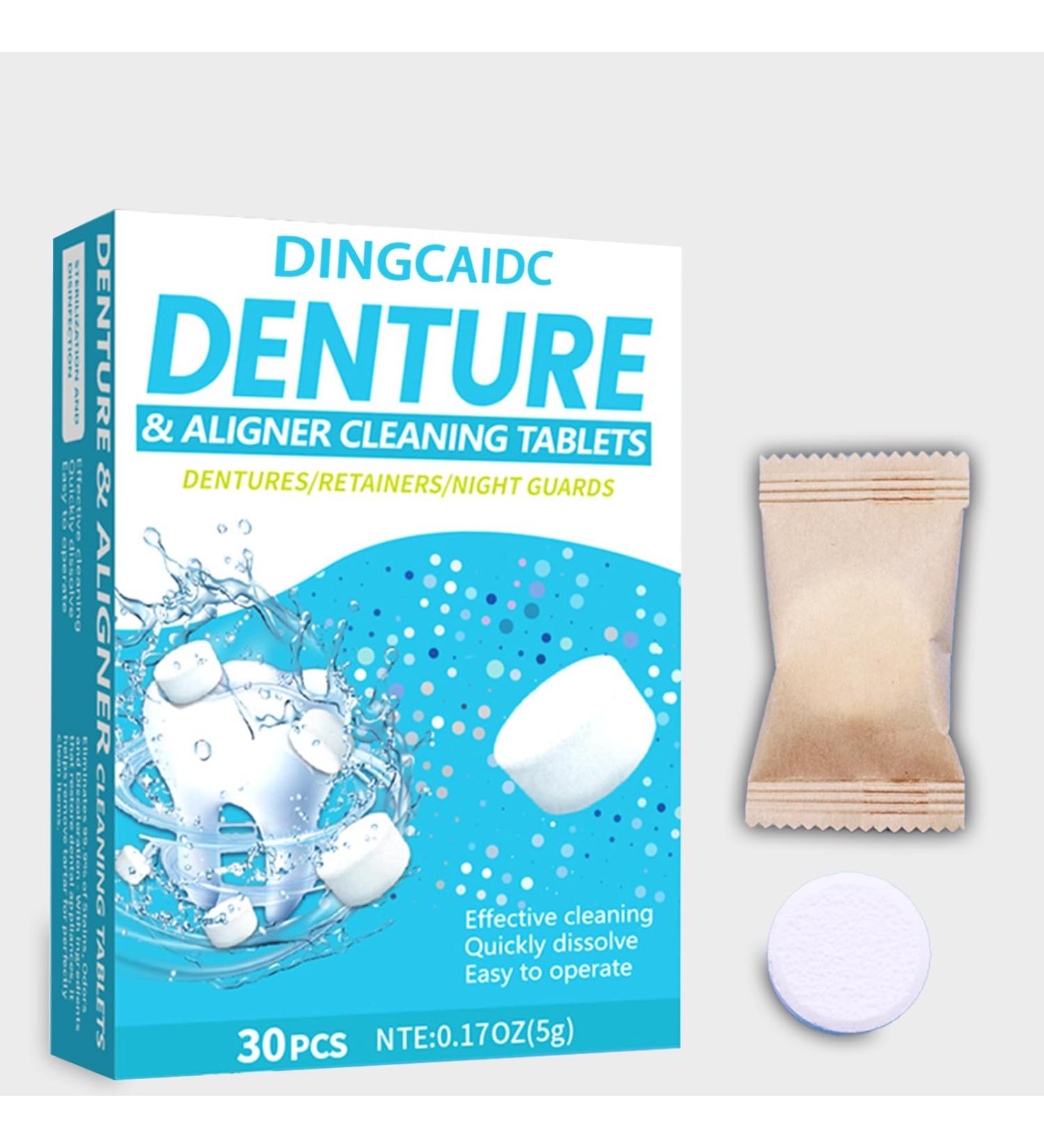 Denture & Aligner Effervescent Cleaning Tablets - 30 Count (0.17 oz Each) Deep Cleaning Antibacterial Removes Stains & Odors Safe for Dentures Retainers Night Guards & Dental Appliances - Buy Online on GoSupps.com
