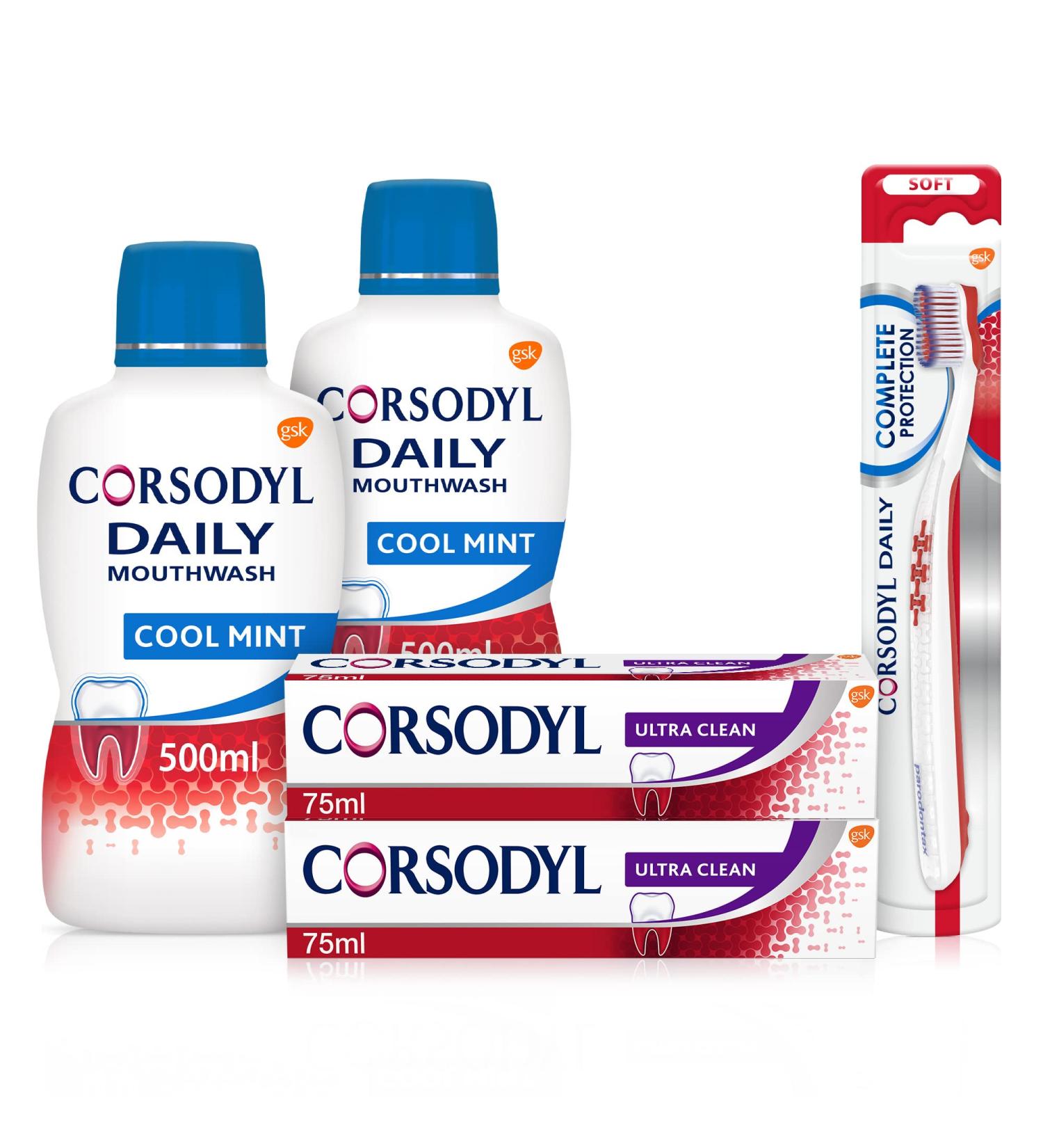 Corsodyl Gum Care Bundle - Complete Regimen for Gum Disease Treatment - Buy Online on GoSupps.com