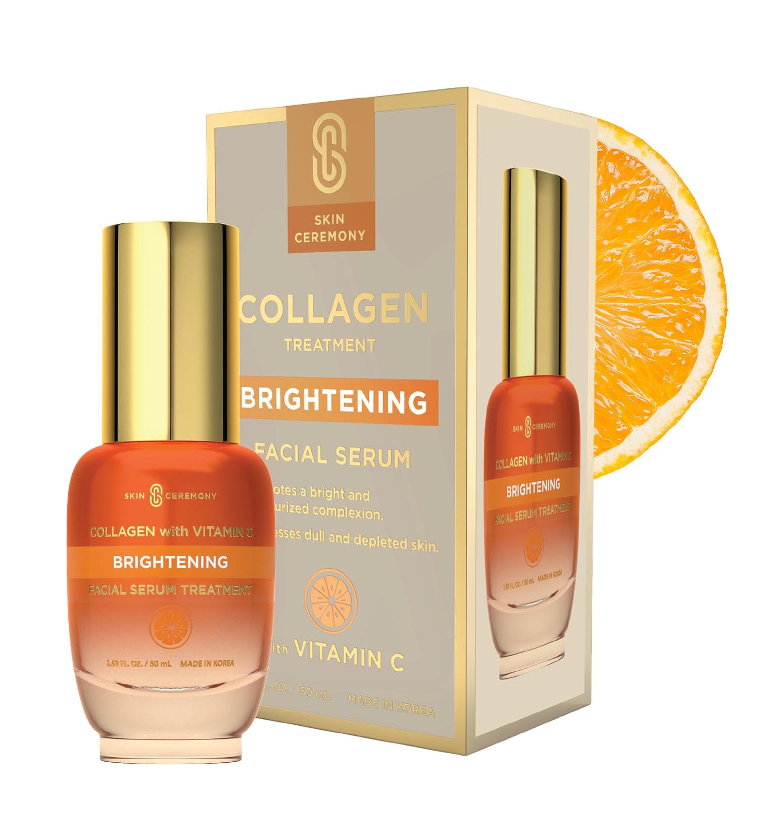 Korean Collagen & Vitamin C Face Serum - Anti-Aging Hydrating Skincare for All Skin Types | Brightens & Repairs Fine Lines - Skin Ceremony 1.69 FL.OZ - Buy Online on GoSupps.com