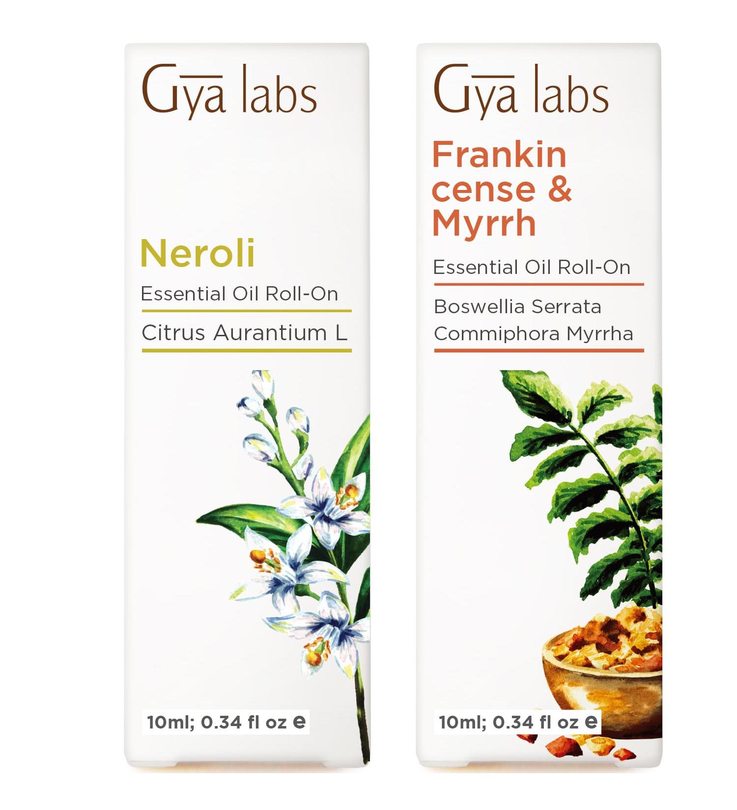 Neroli & Frankincense Myrrh Roll On Set - Essential Oils Aromatherapy Roll On with Essential Oil Set - 2x0.34 fl oz - Gya Labs - Buy Online on GoSupps.com