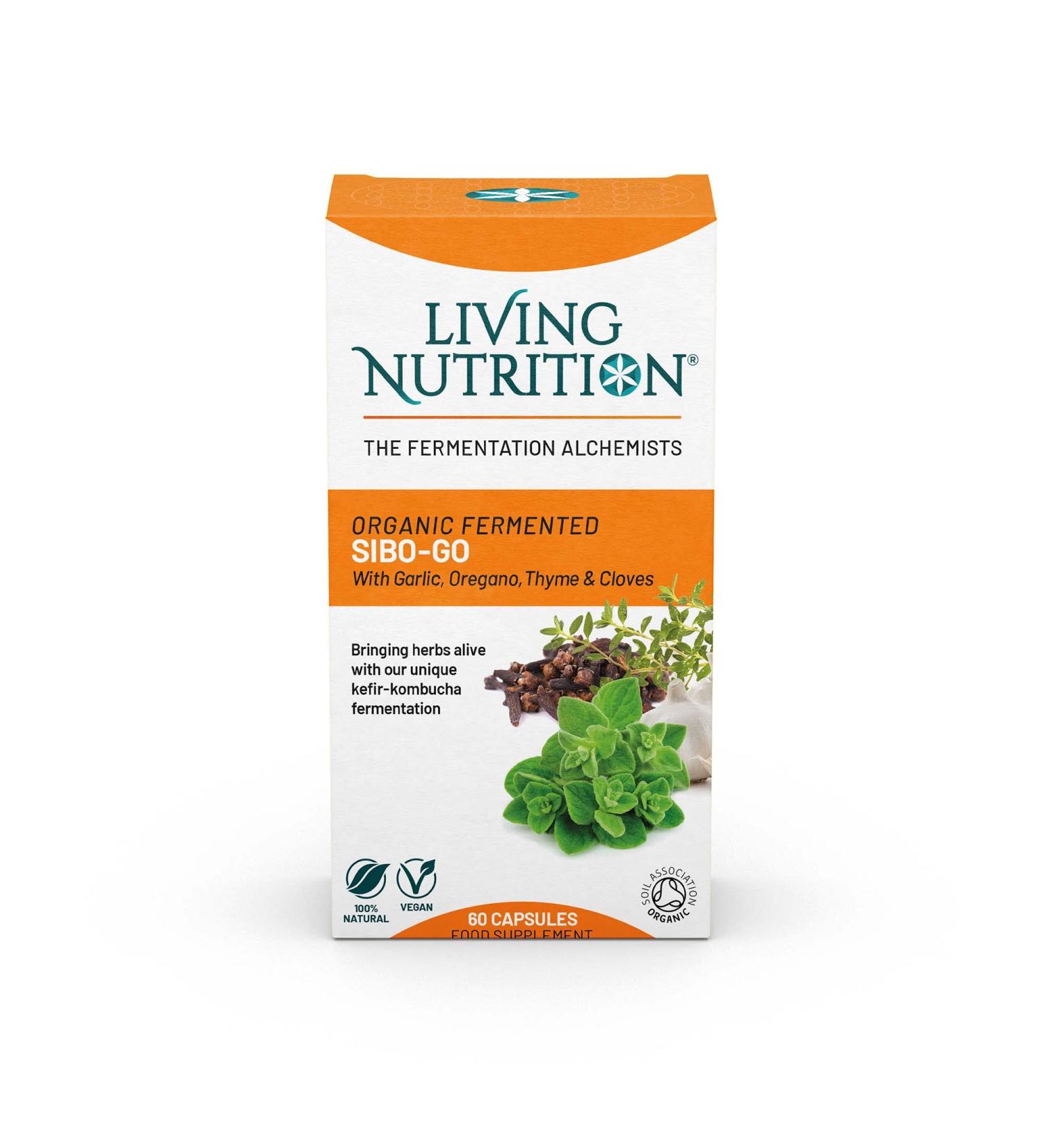 Organic Fermented SIBO-Go (60 Caps 600mg) - Potent Relief SIBO Supplements - SIBO Relief - Garlic Oregano Thyme & Clove For a Balanced Microbiome