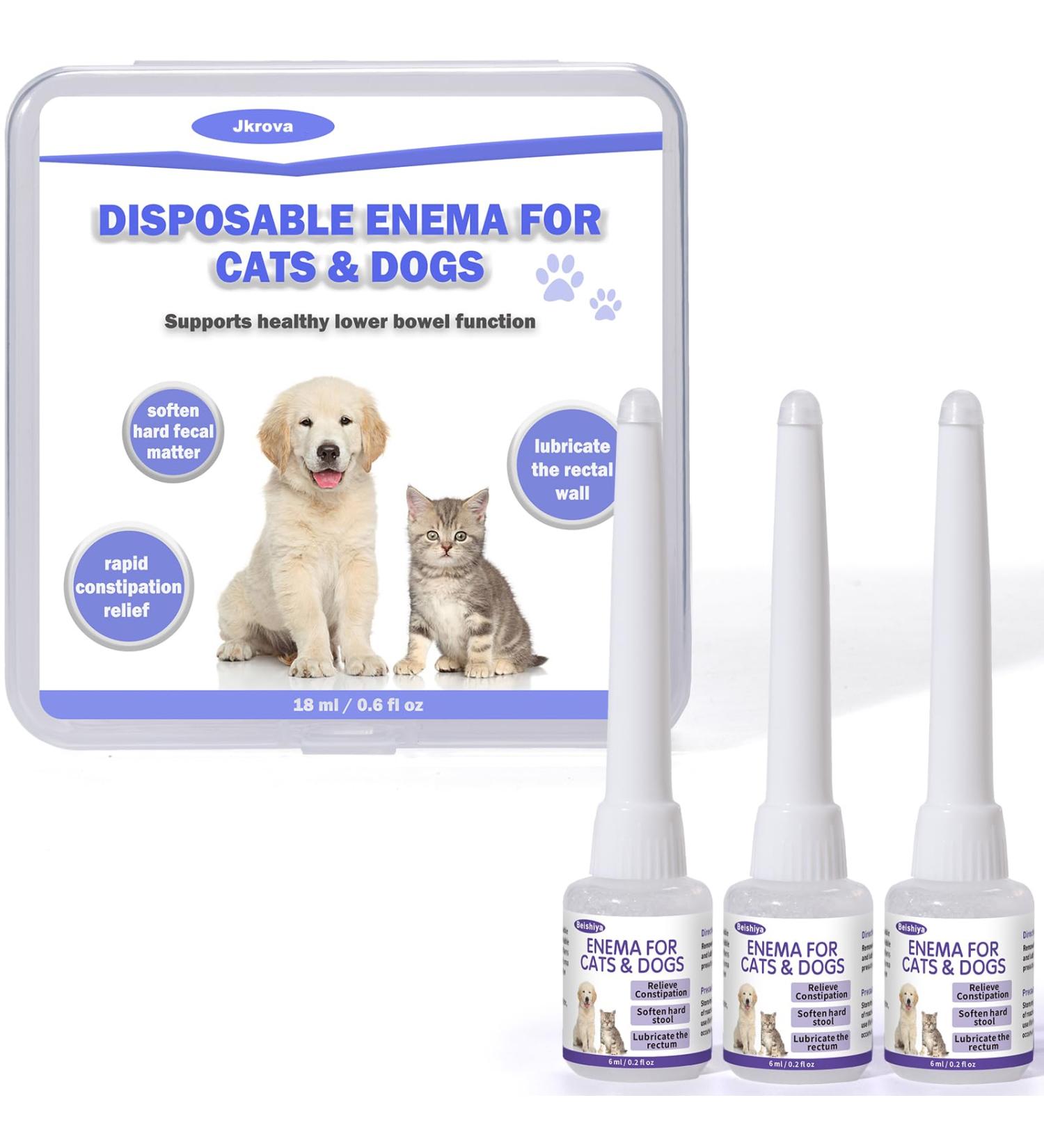 Jkrova Disposable Enema for Dogs & Cats | Rectal Gel Syringe for Constipation Relief | Quickly Softens Stool Stimulates and Eases Painful Bowel Movements | Pet Enema 6mL (3 Pack) - Buy Online on GoSupps.com