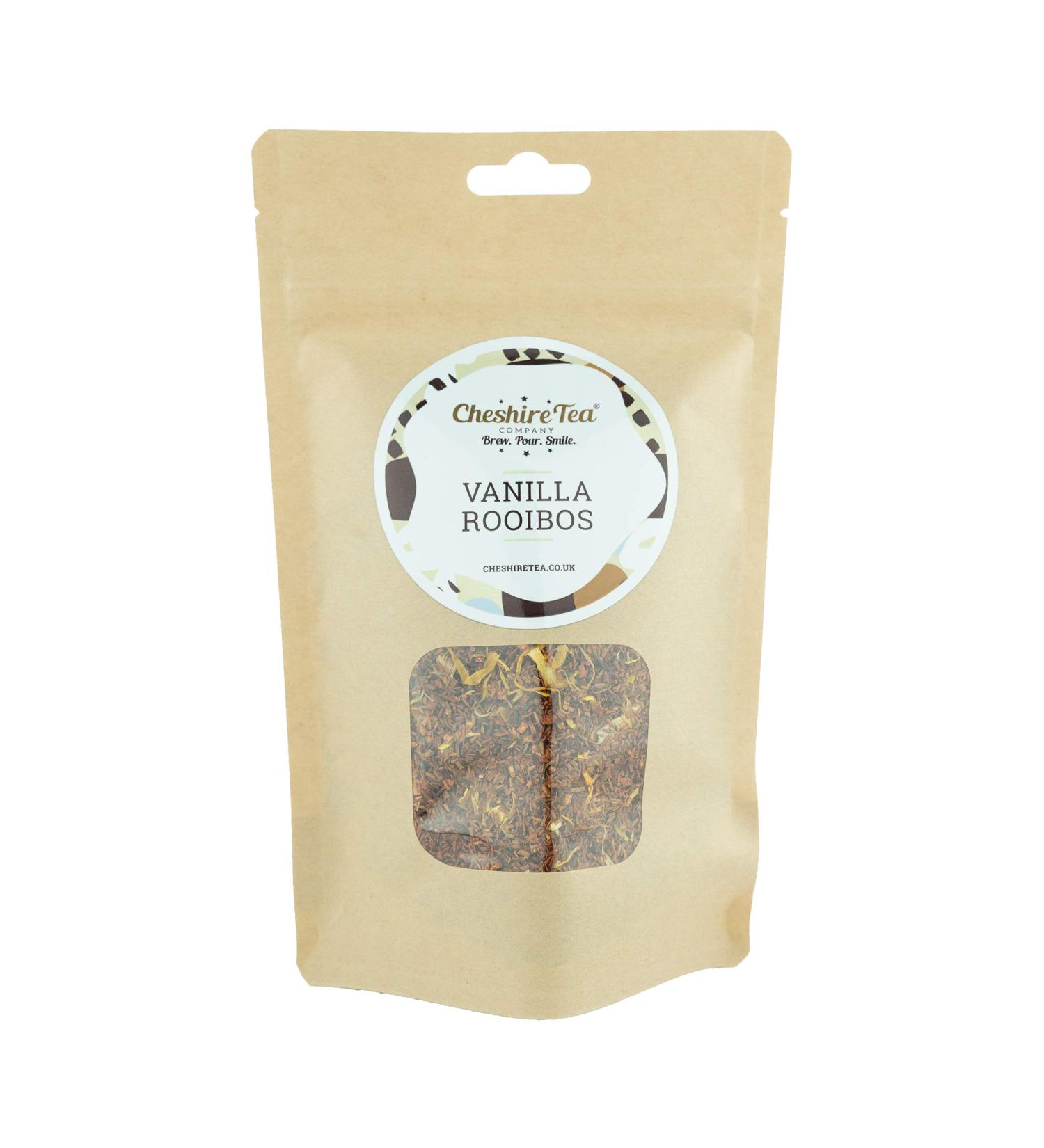 Cheshire Tea Company Premium Vanilla Rooibos - 100g Ethically Sourced Loose Leaf Red Bush Tea Leaves - Buy Online on GoSupps.com