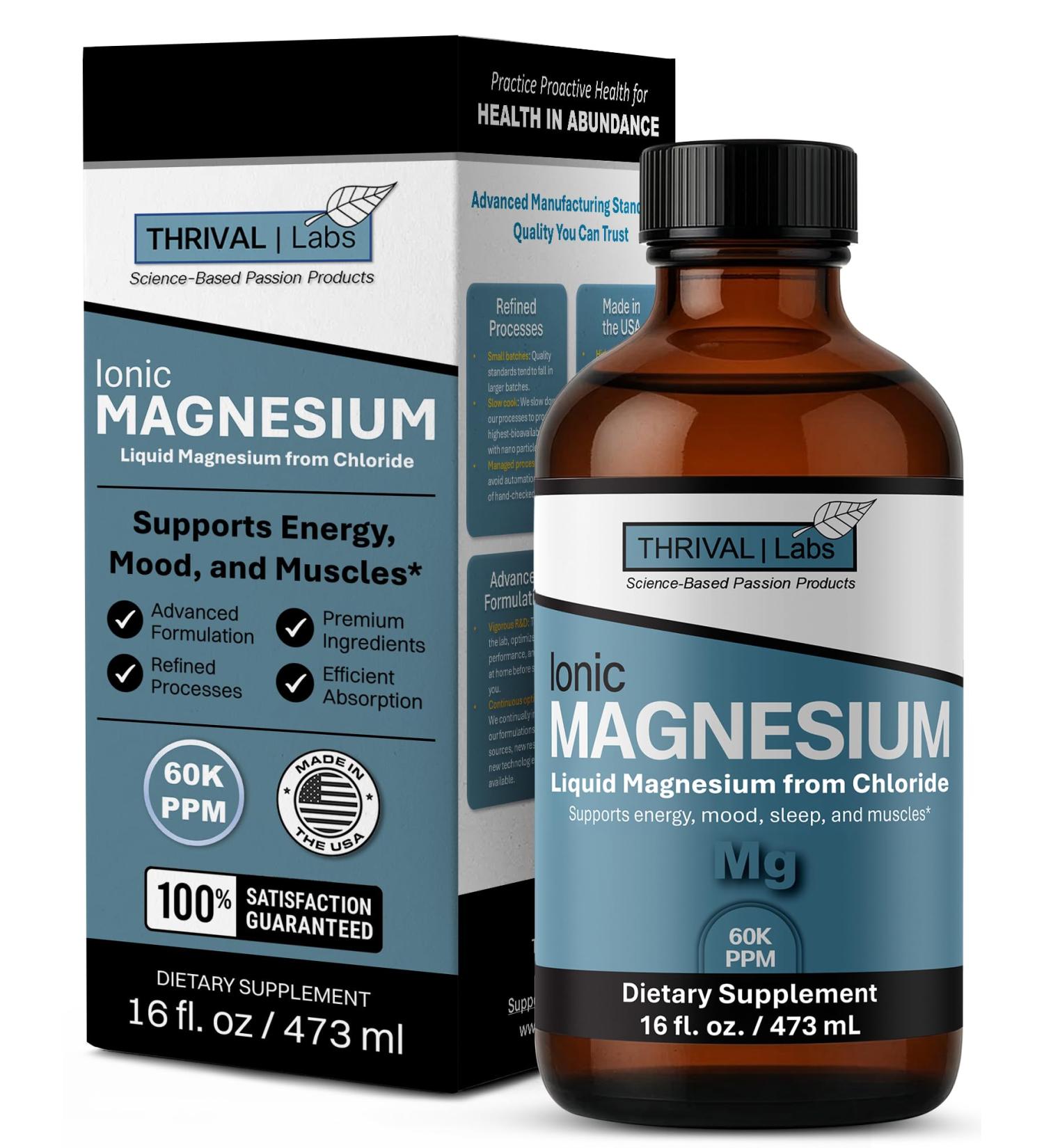 Liquid Ionic Magnesium High-Absorption Magnesium Supplement to Support Restful Sleep Calm Mood Muscle Relaxation Steady Energy Metabolism & Digestive Comfort 16 fl oz 16 Fl Oz (Pack of 1) - Buy Online on GoSupps.com