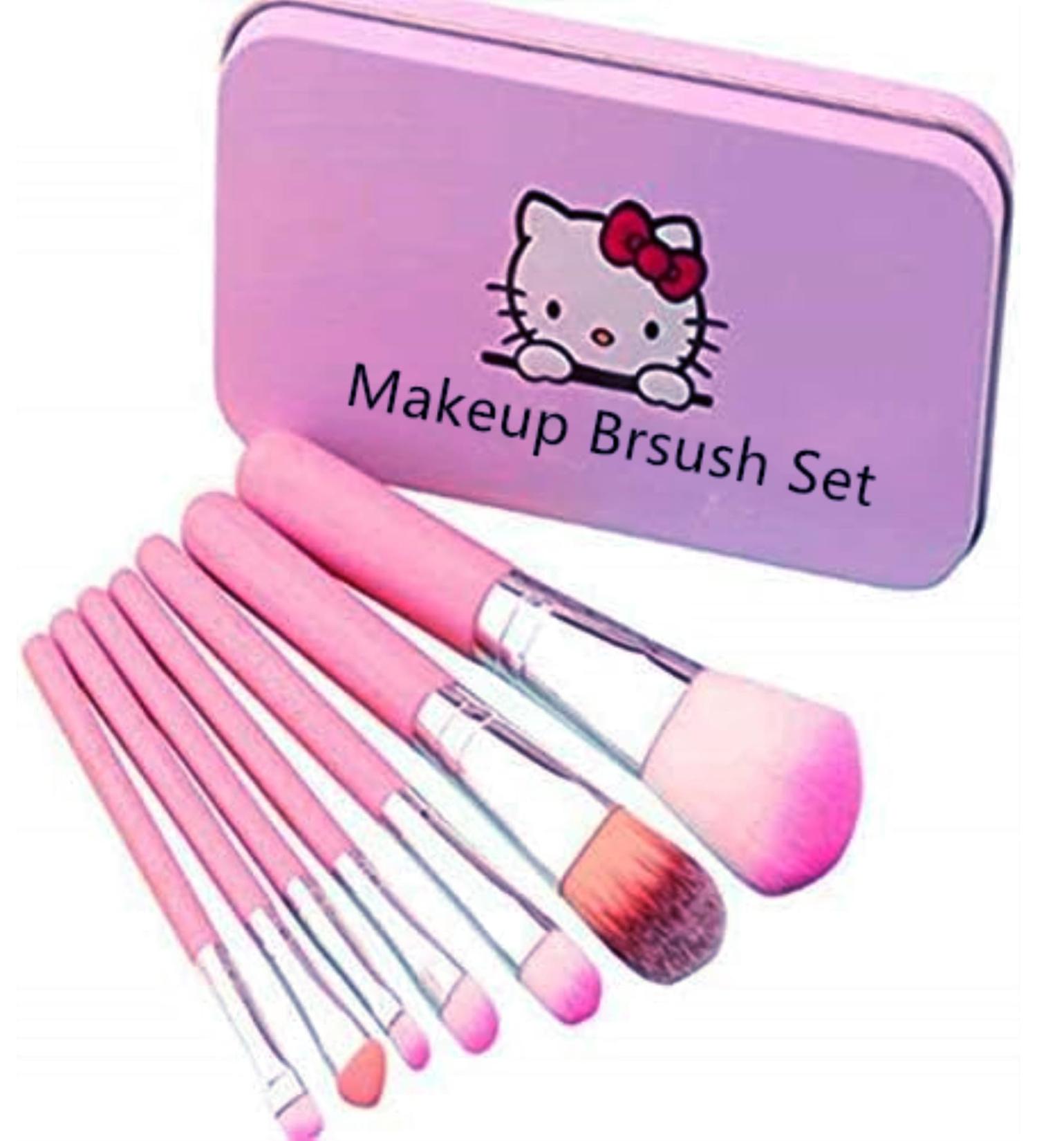 Kids 7Pcs Makeup Brush Set - Pink | Foundation, Eyebrow, Eyeliner Brushes for Children Girls - Buy Online on GoSupps.com