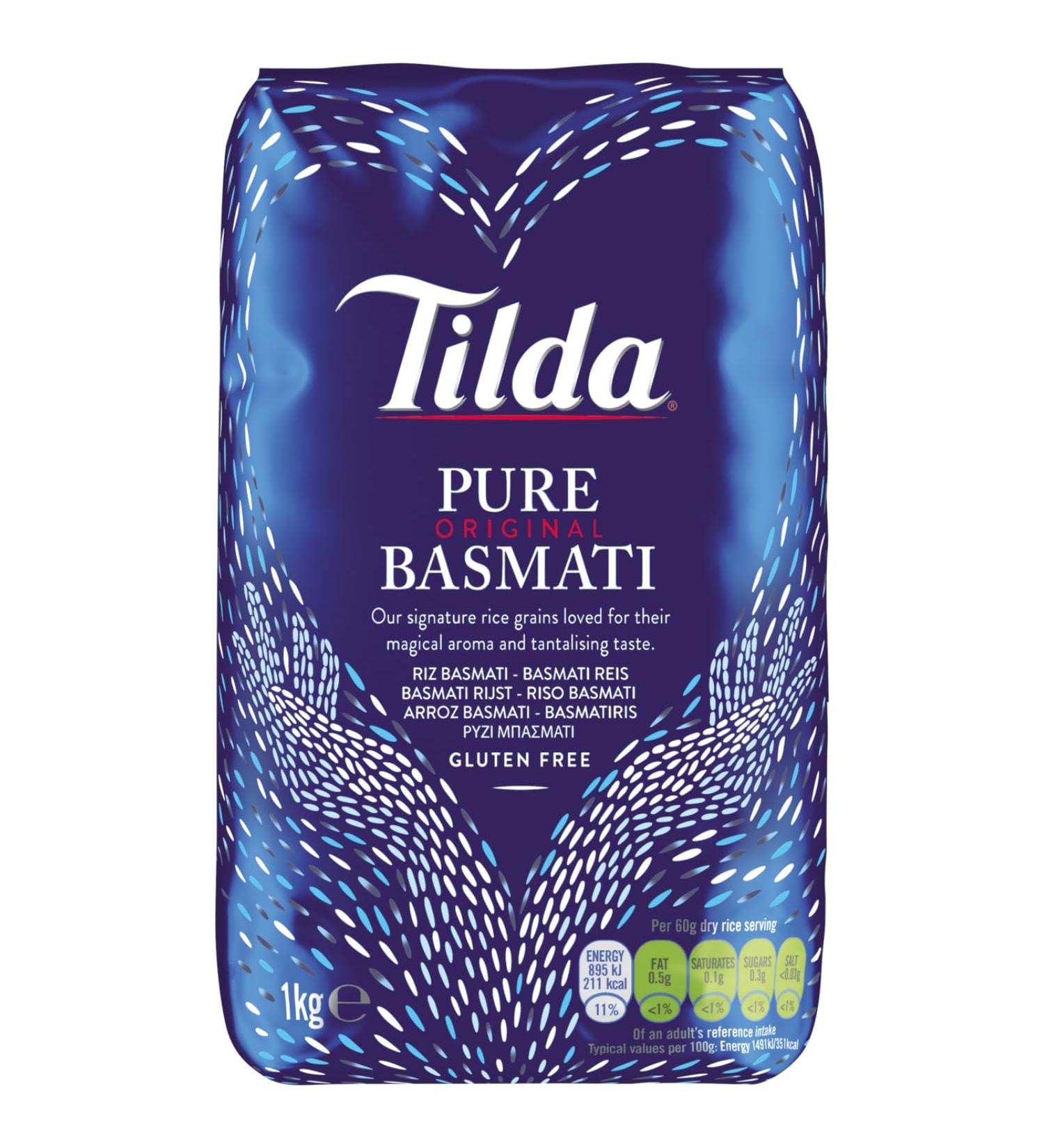 Tilda Pure Original Basmati Rice 8 x 1000 Gram Multipack Basmati Rice Rice grains with Aroma and light Texture From the Himalayas Vegetarian Glutenfree - Buy Online on GoSupps.com