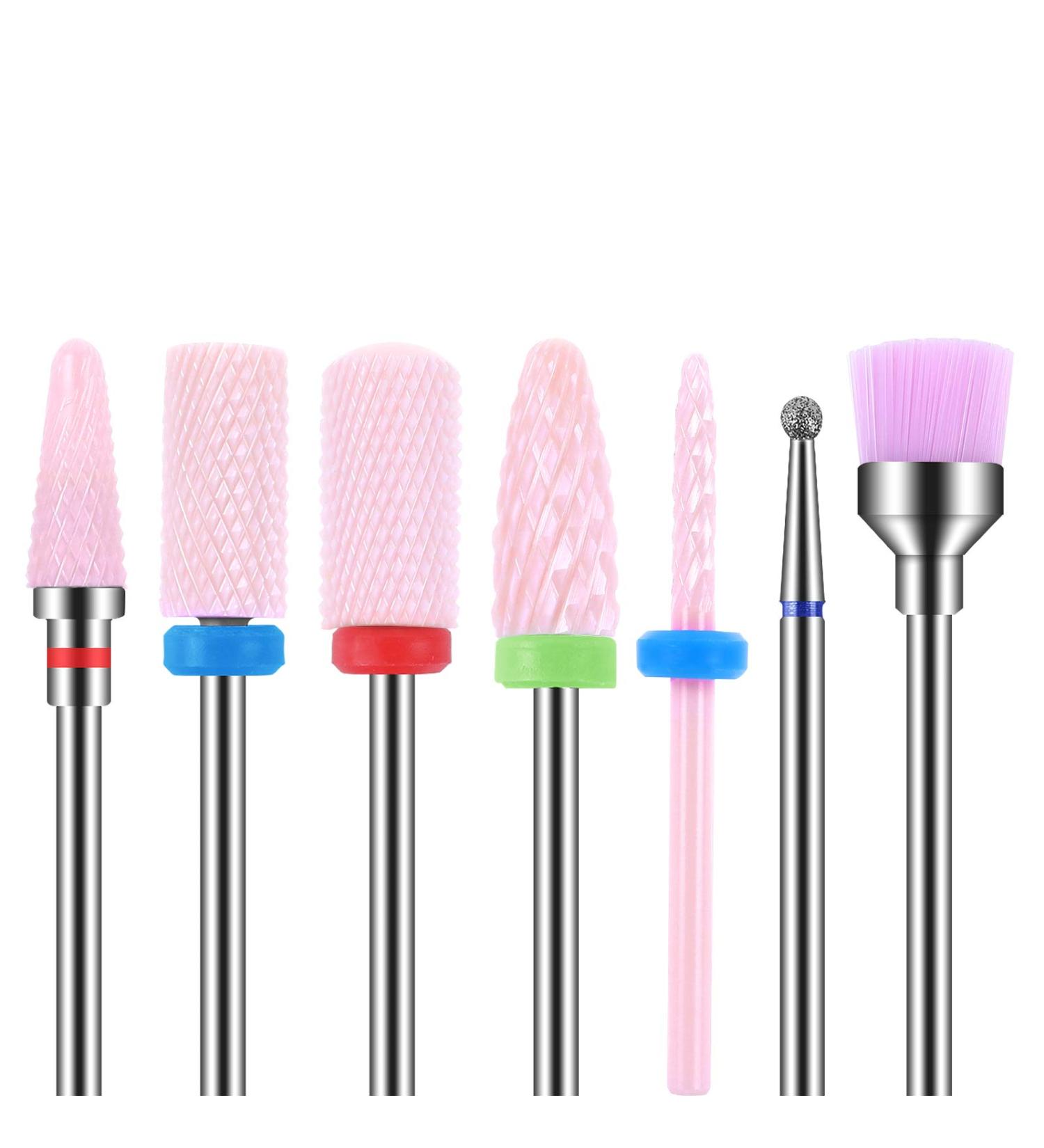 Maquita 7-Piece Ceramic Nail Drill Bits Set - Professional Gel & Acrylic Nail Millers for Home Manicure & Pedicure - Large Pink Gift - Buy Online on GoSupps.com